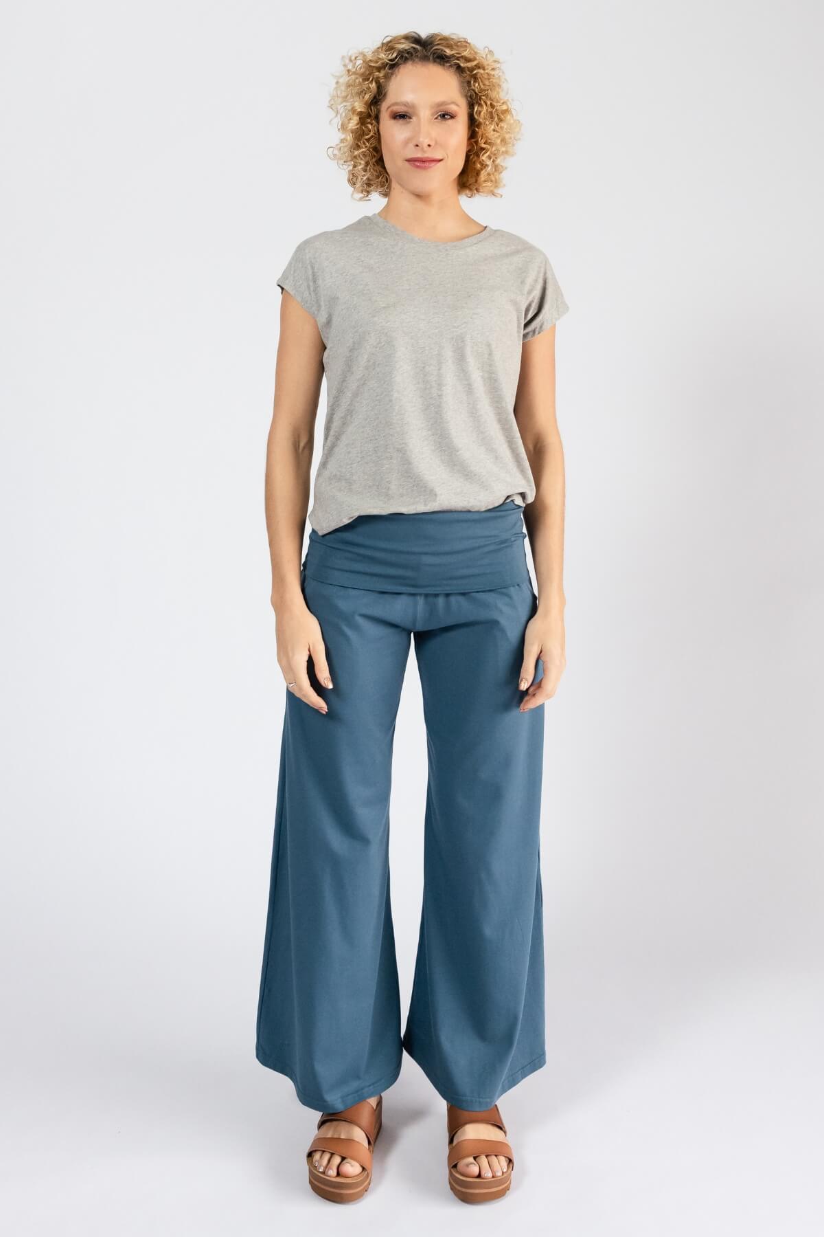 Surya Organic Cotton Pants for Women - with turn-down waistband