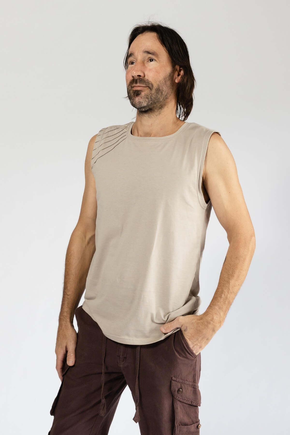 Surya Organic Cotton Singlet Tops for Men - left side view