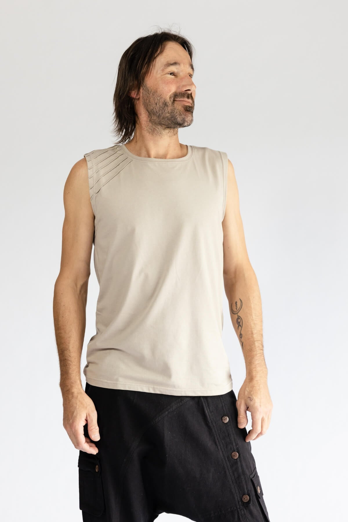 Surya Organic Cotton Singlet Tops for Men - right side view
