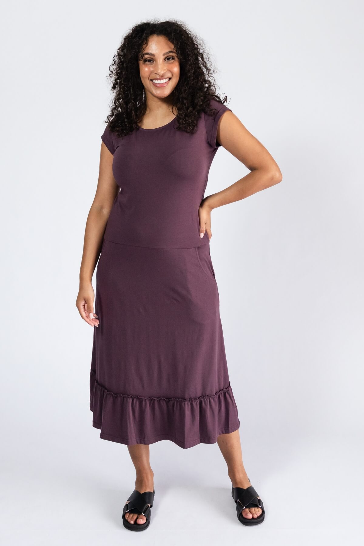 Surya Organic Cotton Midi Dress for Women - comfortable stretchy organic fabric