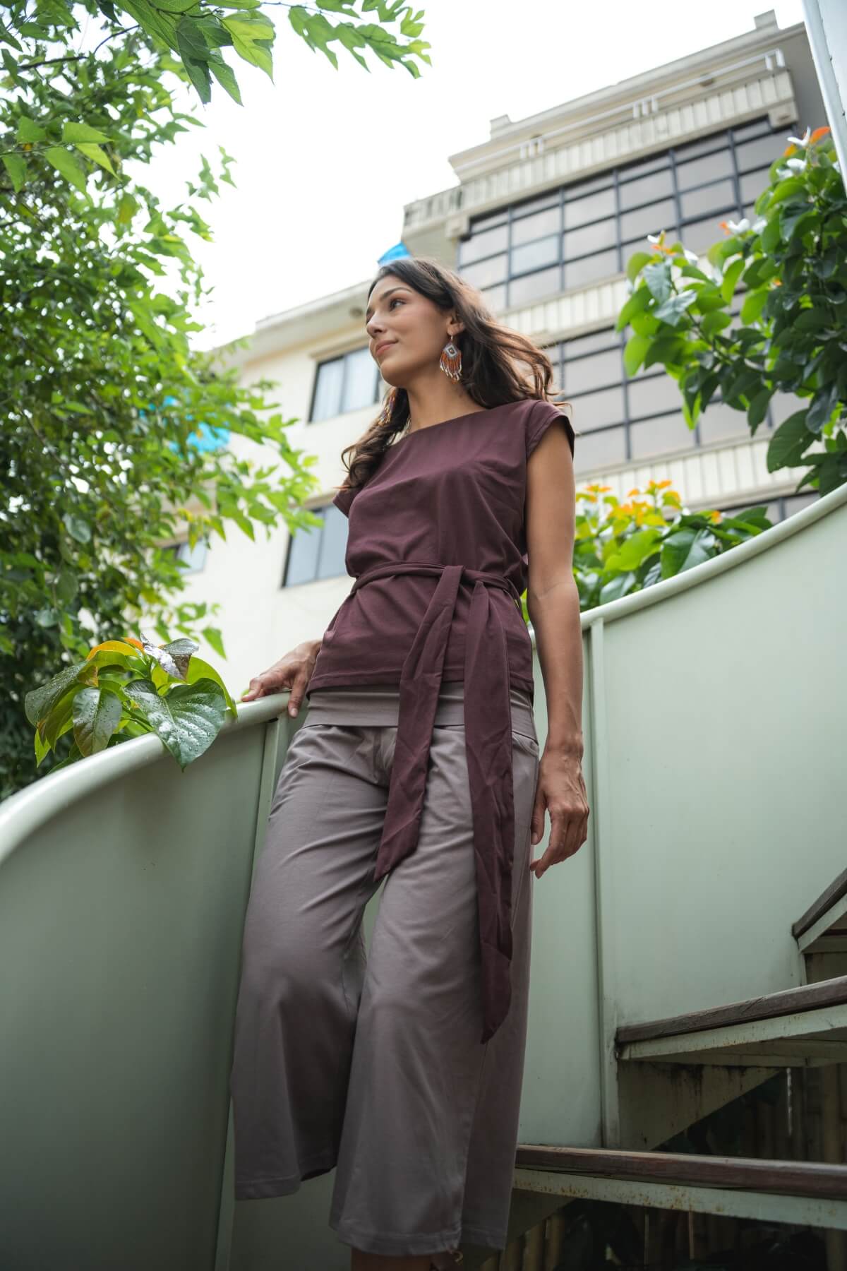 Surya Organic Cotton Cropped Pants - on location in Nepal