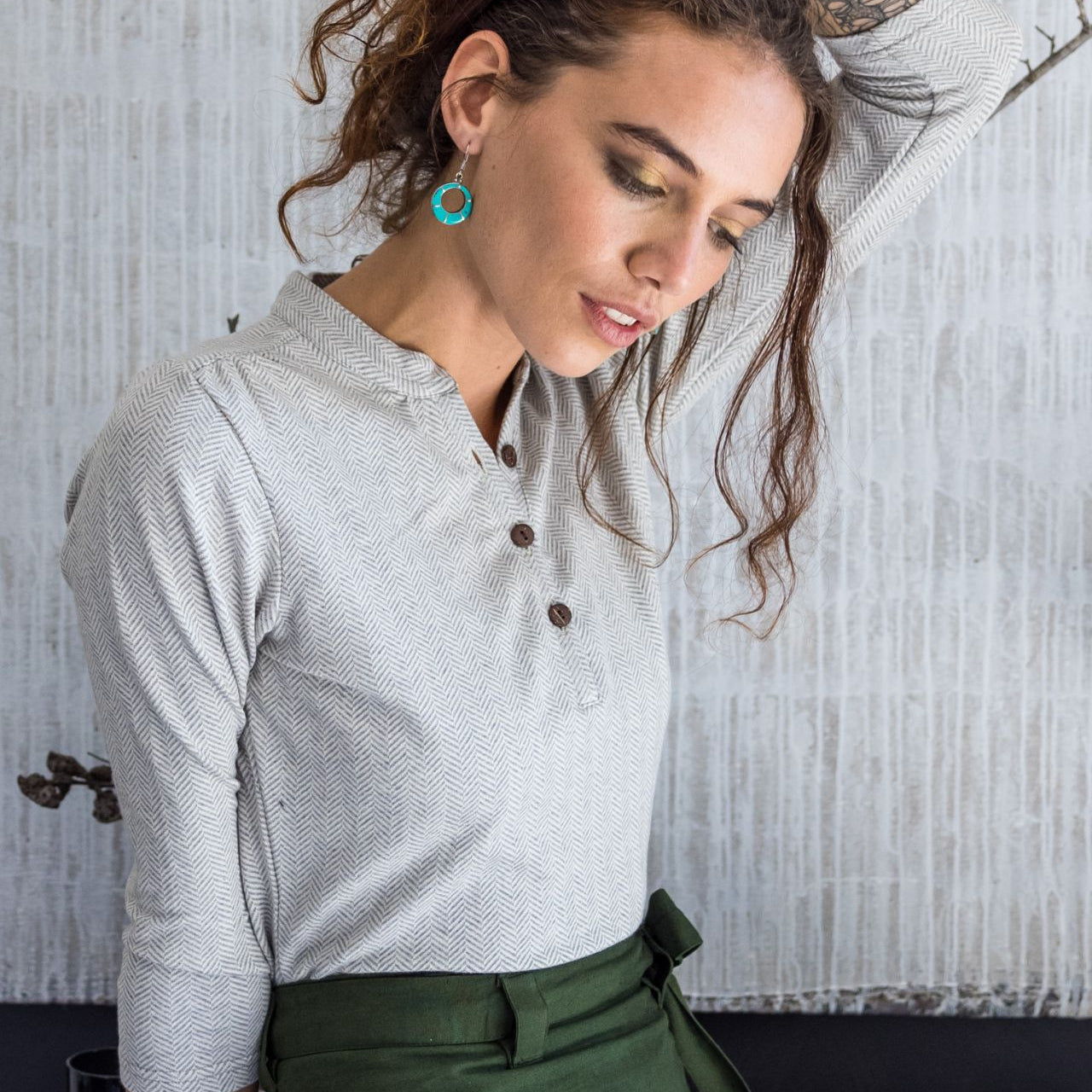 Surya Australia Clementine Organic Cotton 'Clementine' Top made in Nepal - Oatmeal