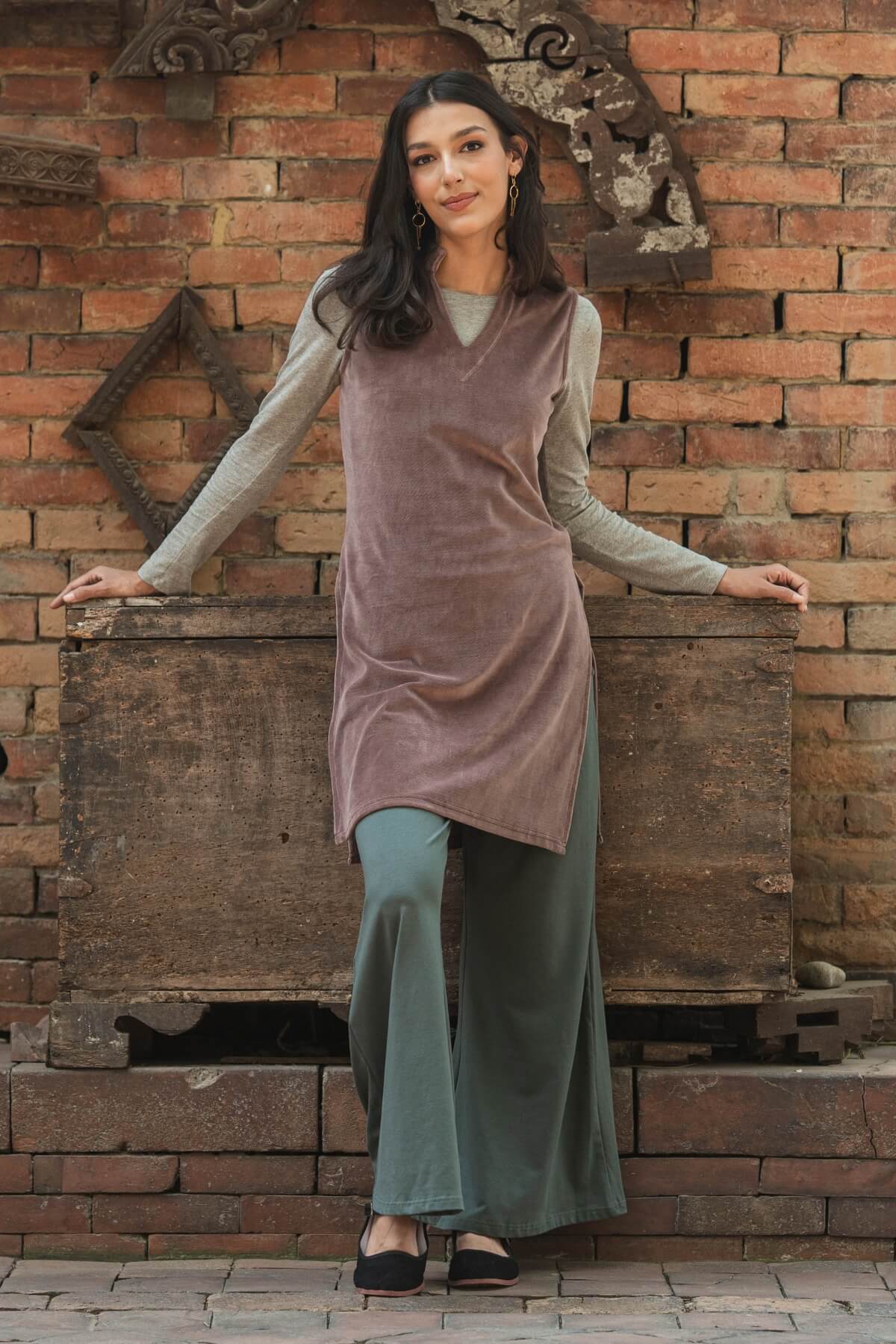 Surya Organic Cotton Velvet Pinafore | Ethically made in Nepal