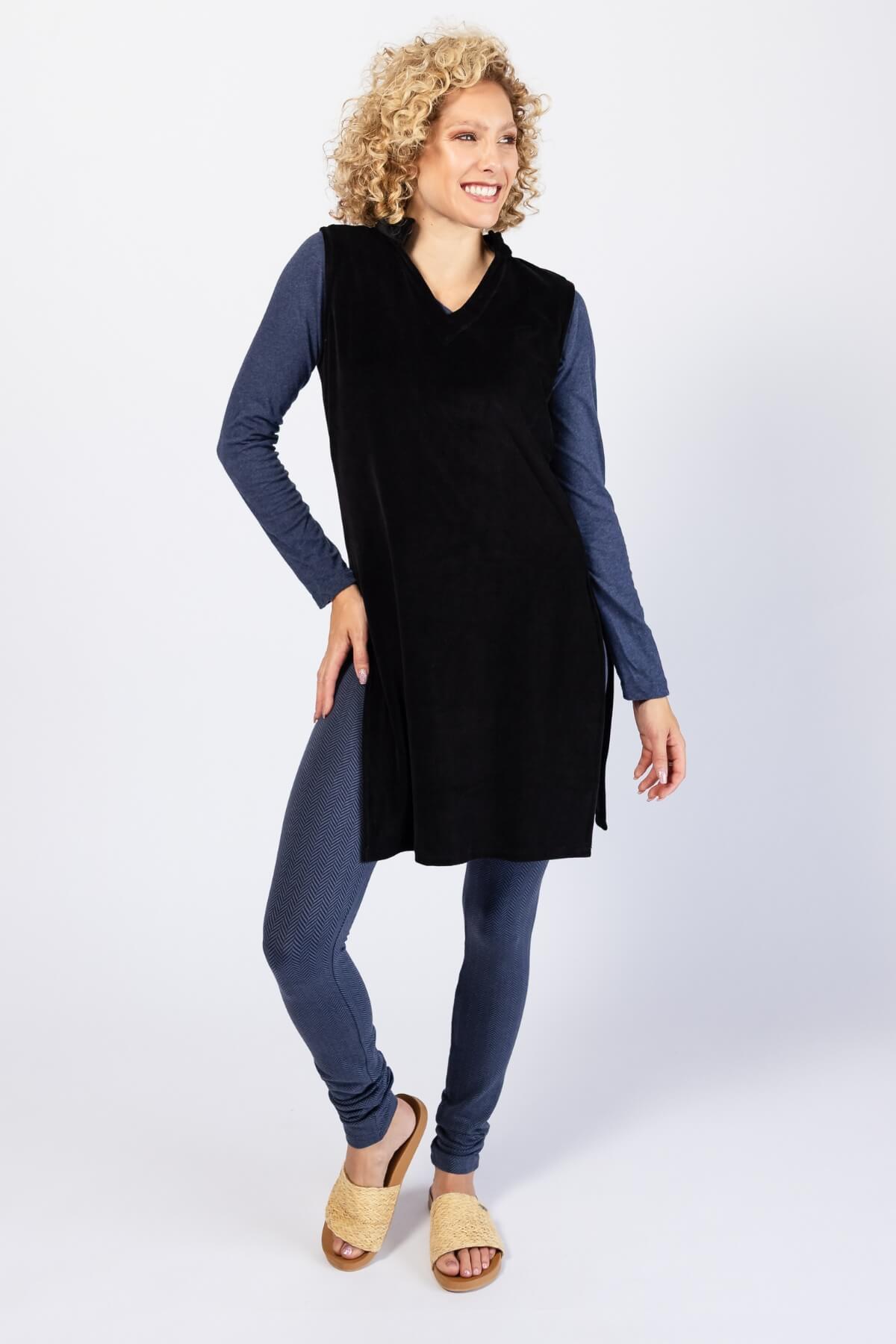 Surya Organic Cotton Velvet Pinafore - long side splits