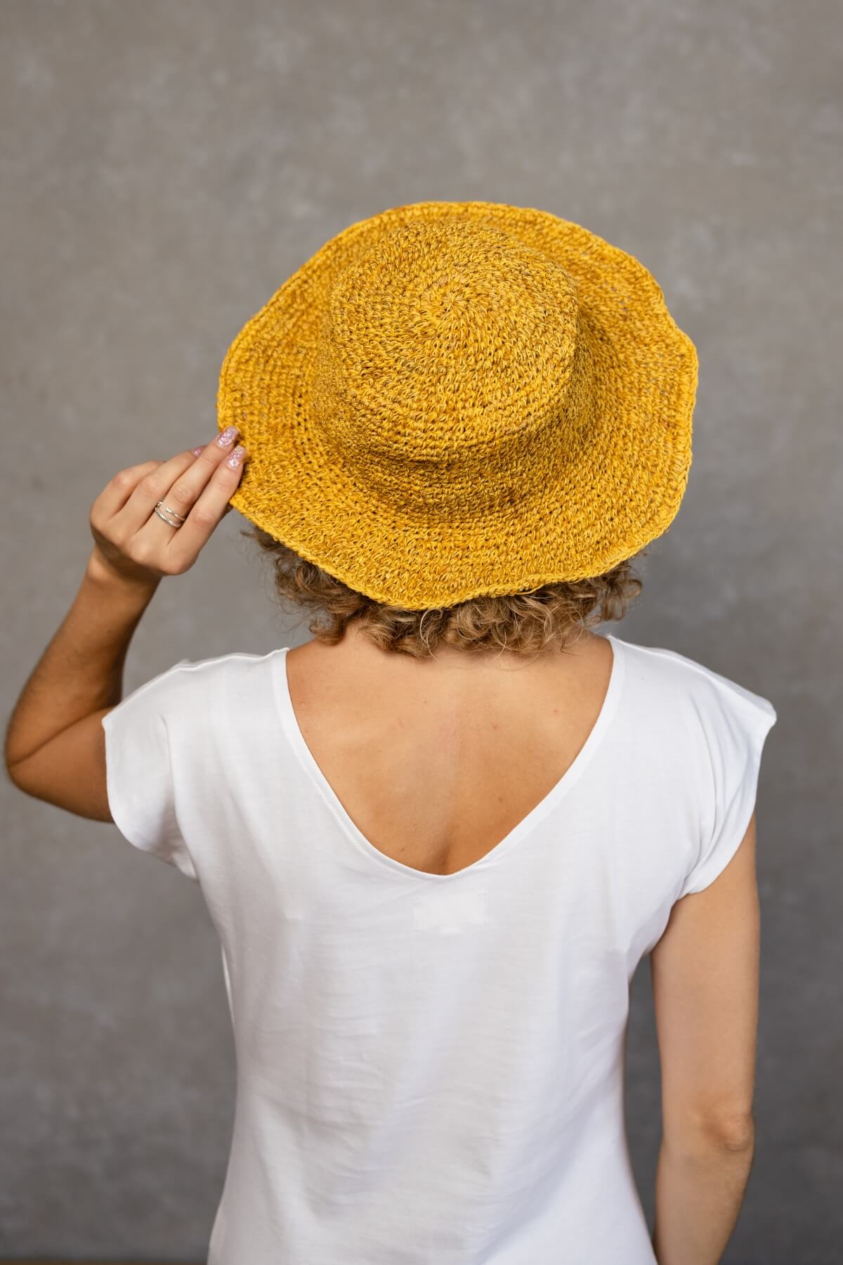 Surya Ethical Crochet Hemp Hat - Mustard