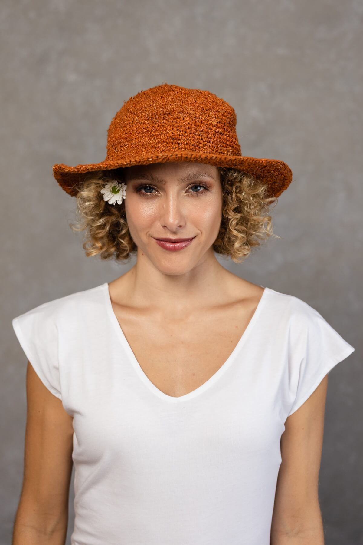 Surya Crochet Hemp Hat - Rust