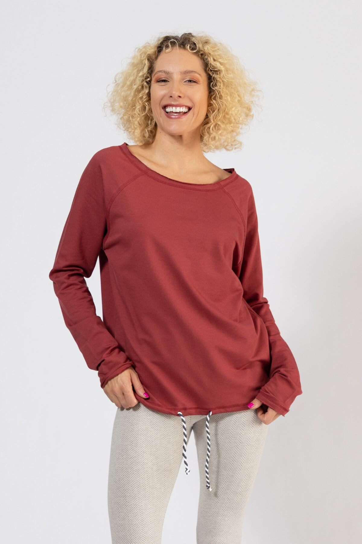 Surya Organic Terry Cloth Oversized Sweater - Masala Red