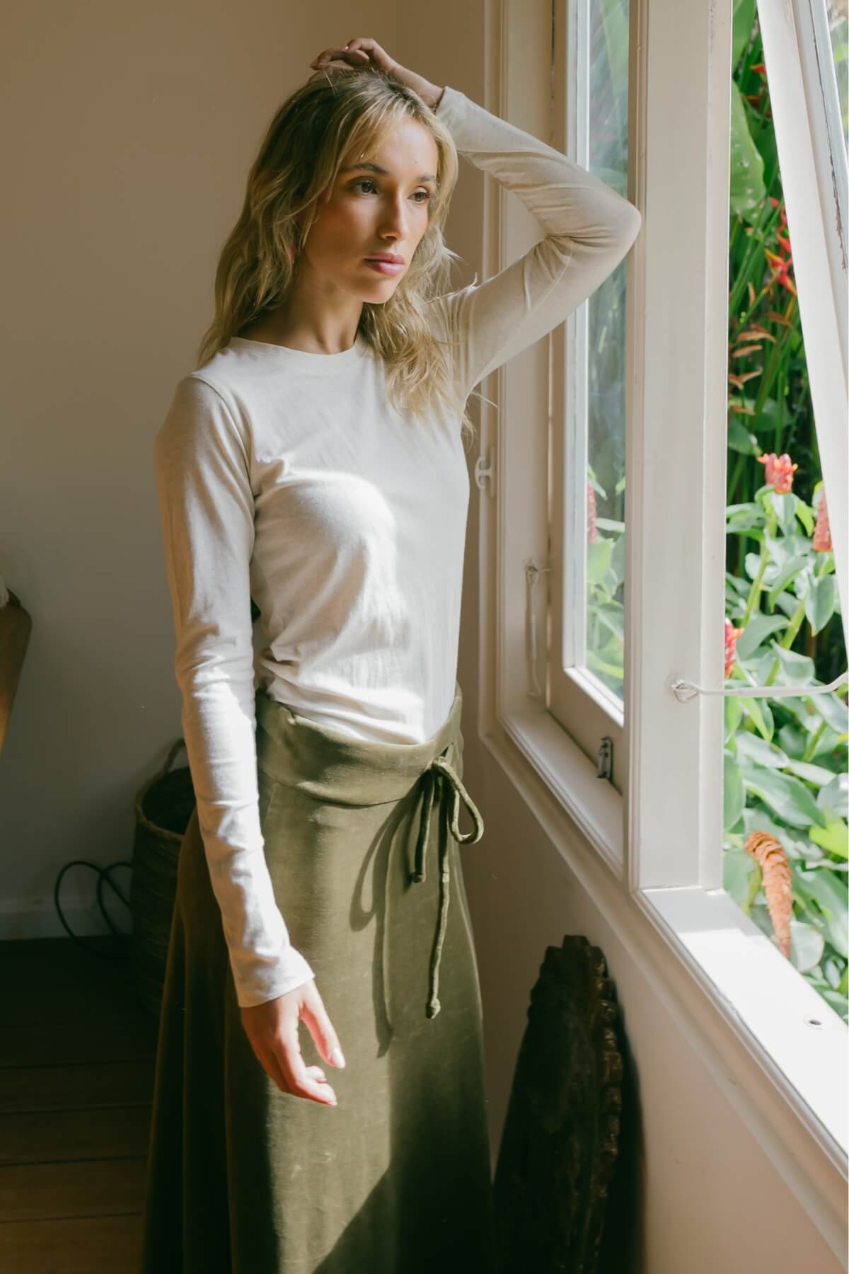 Surya Ethical Velvet Maxi Skirt - with comfortable flat waistband