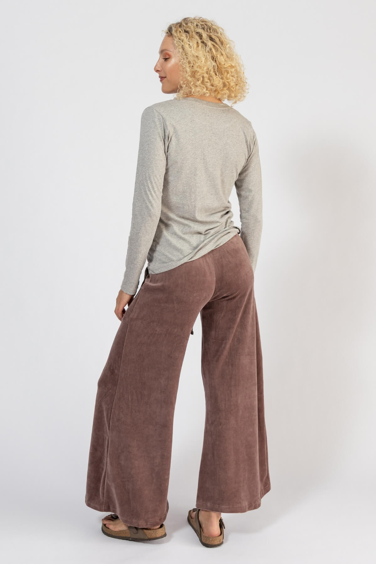 Organic Velvet Palazzo Pants for Women - rear view