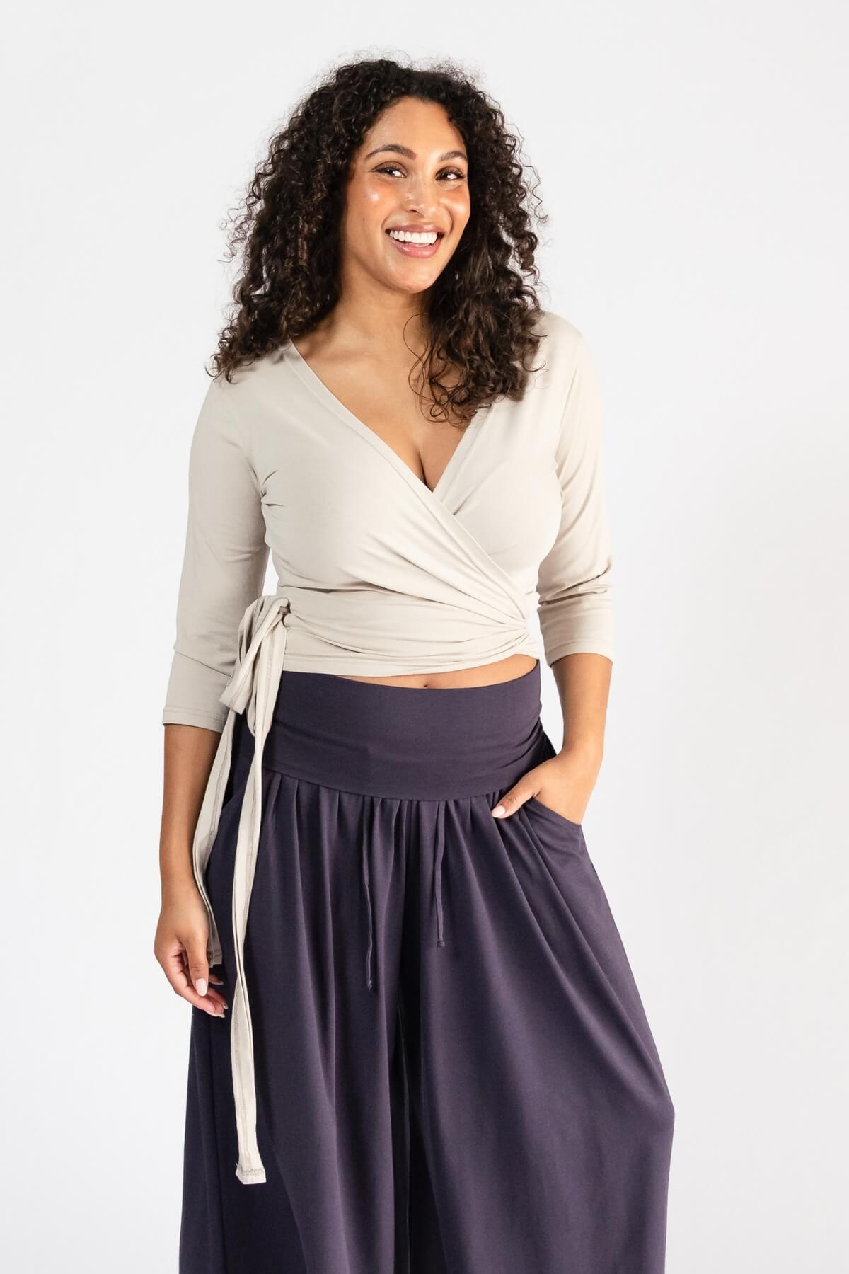 Surya Organic Wrap Top - Oatmeal colour
