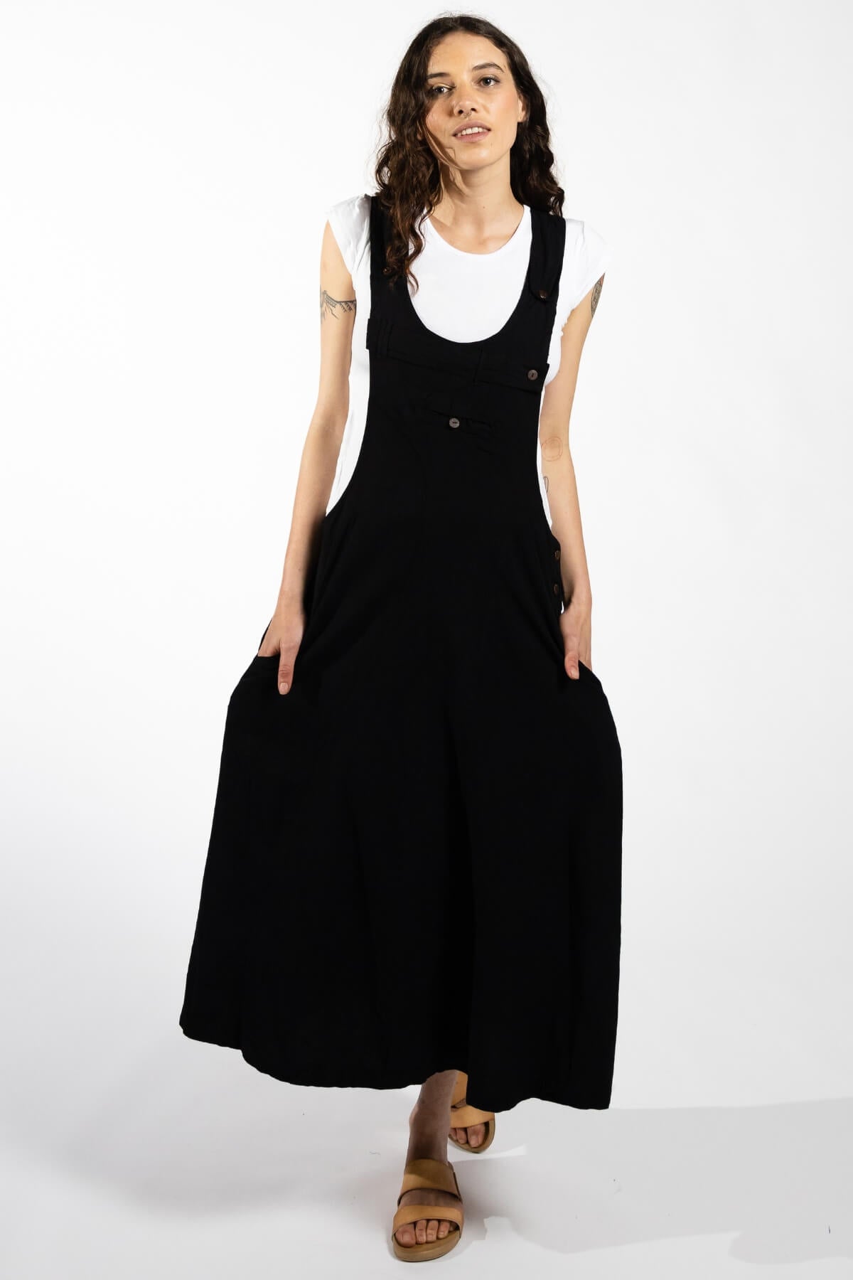 Surya Ethical Dungaree Dress made in Nepal - Black