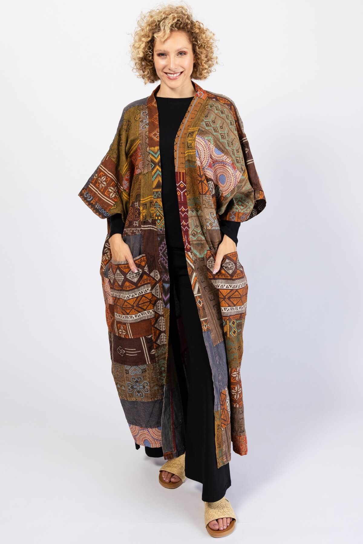 Surya Cotton Patchwork 'Asher' Duster Jacket - ethically made in Nepal