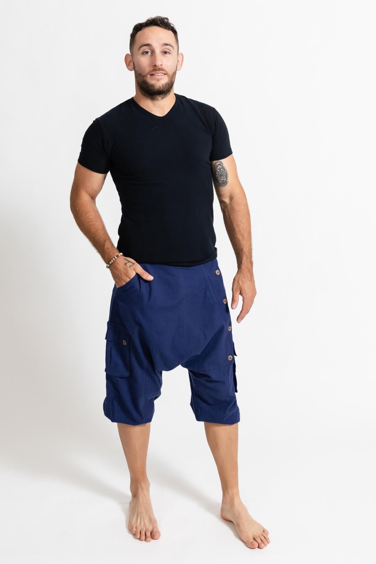 Surya Cotton Drop Crotch Shorts for Men - with hip pockets