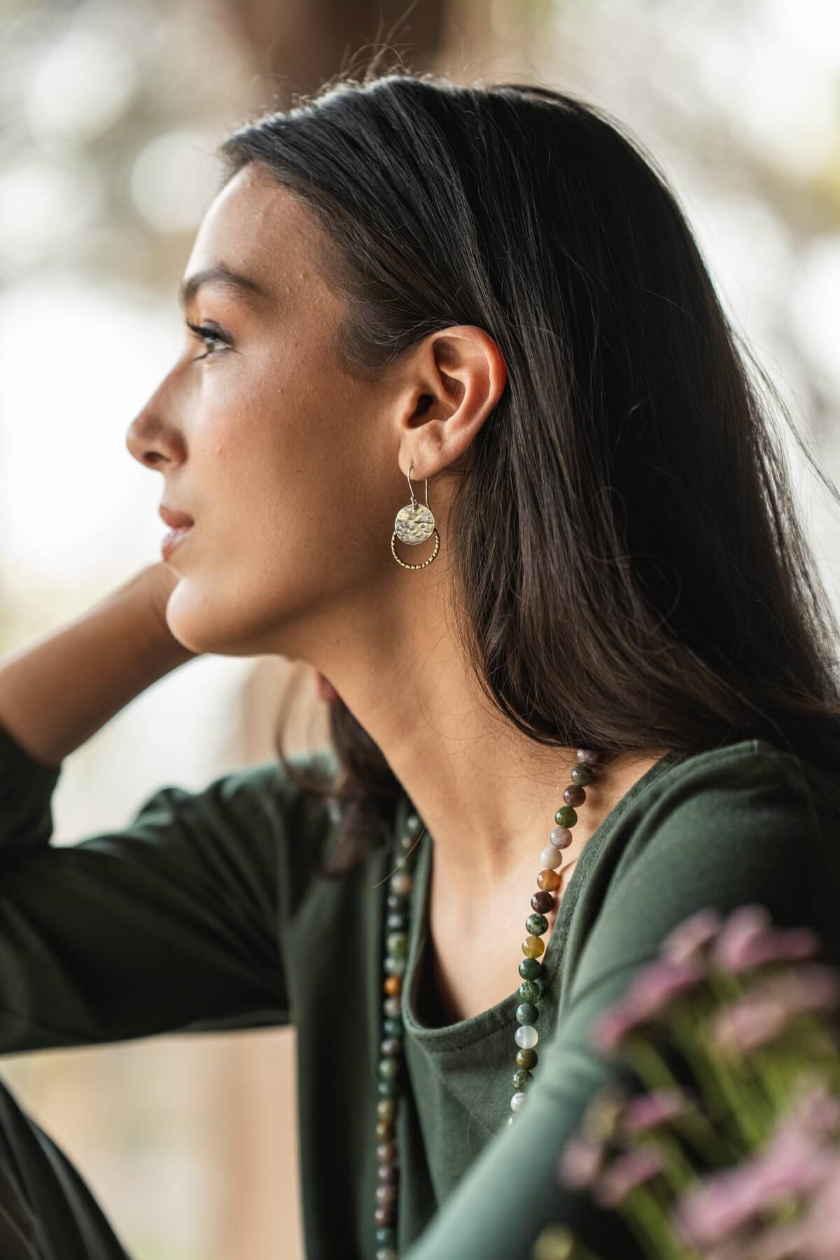 Surya Ethical Handmade Silver Earrings made in Nepal - Solar Eclipse
