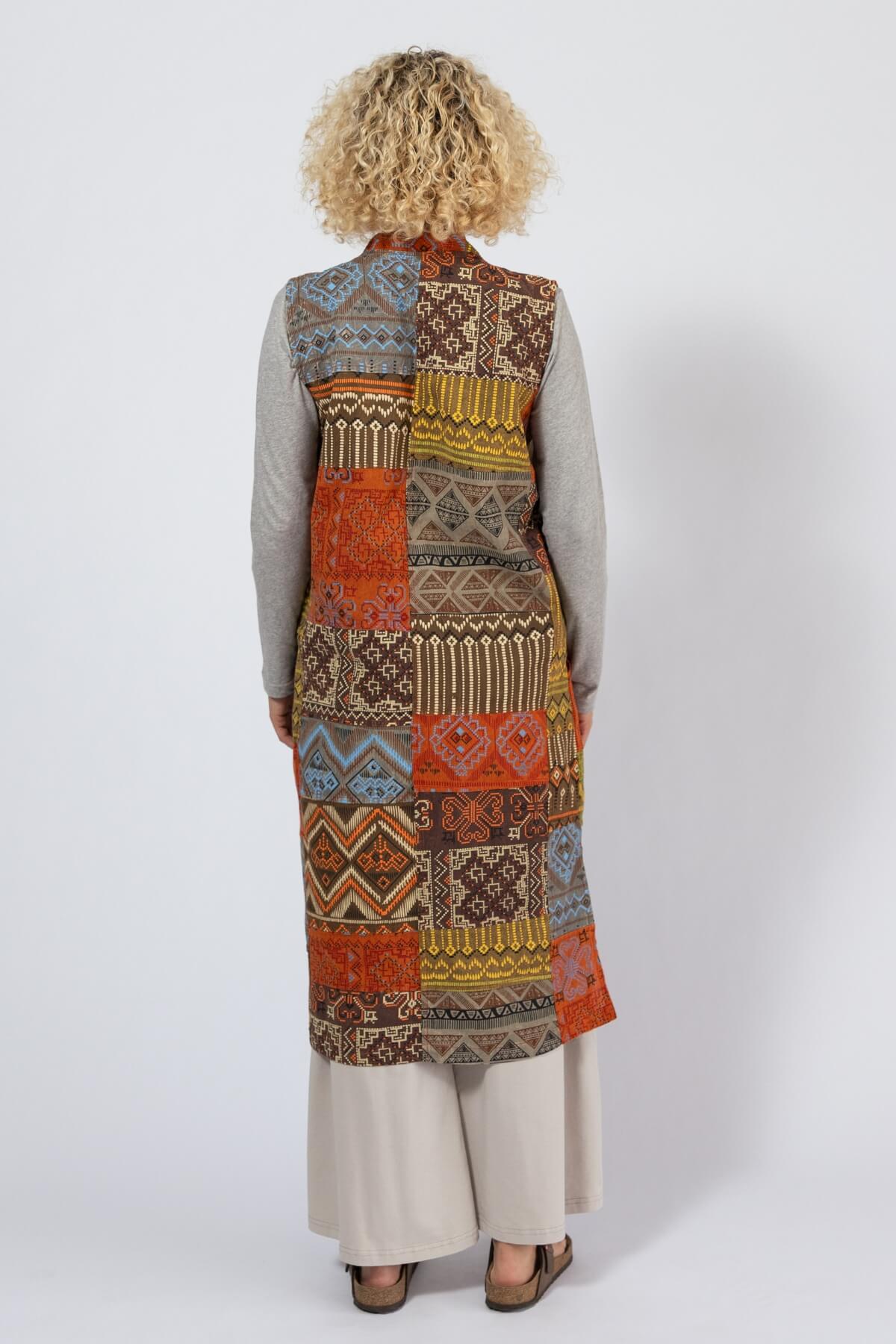 Cotton Sleeveless Patch Jacket for Women - rear view