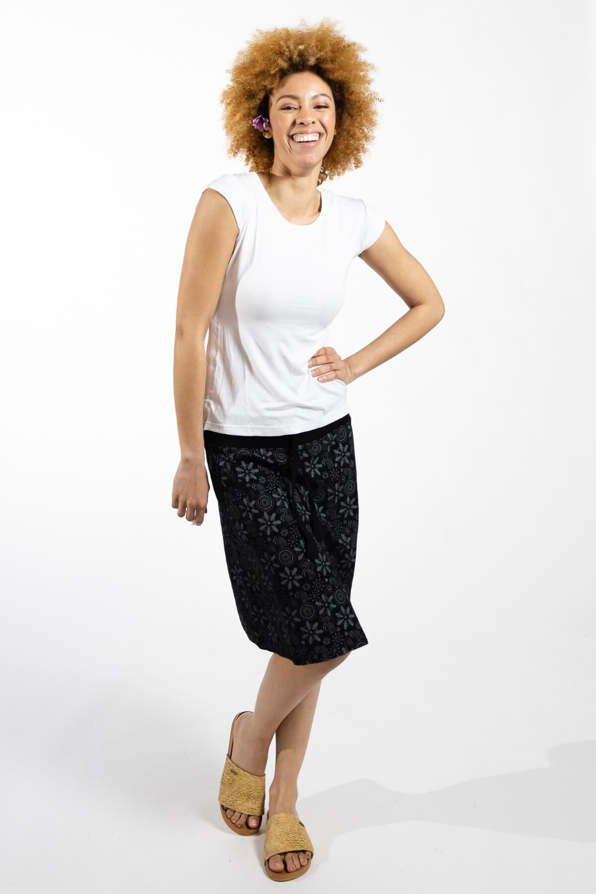 Surya Stretch Cotton 'Stella' Skirt made in Nepal - Black