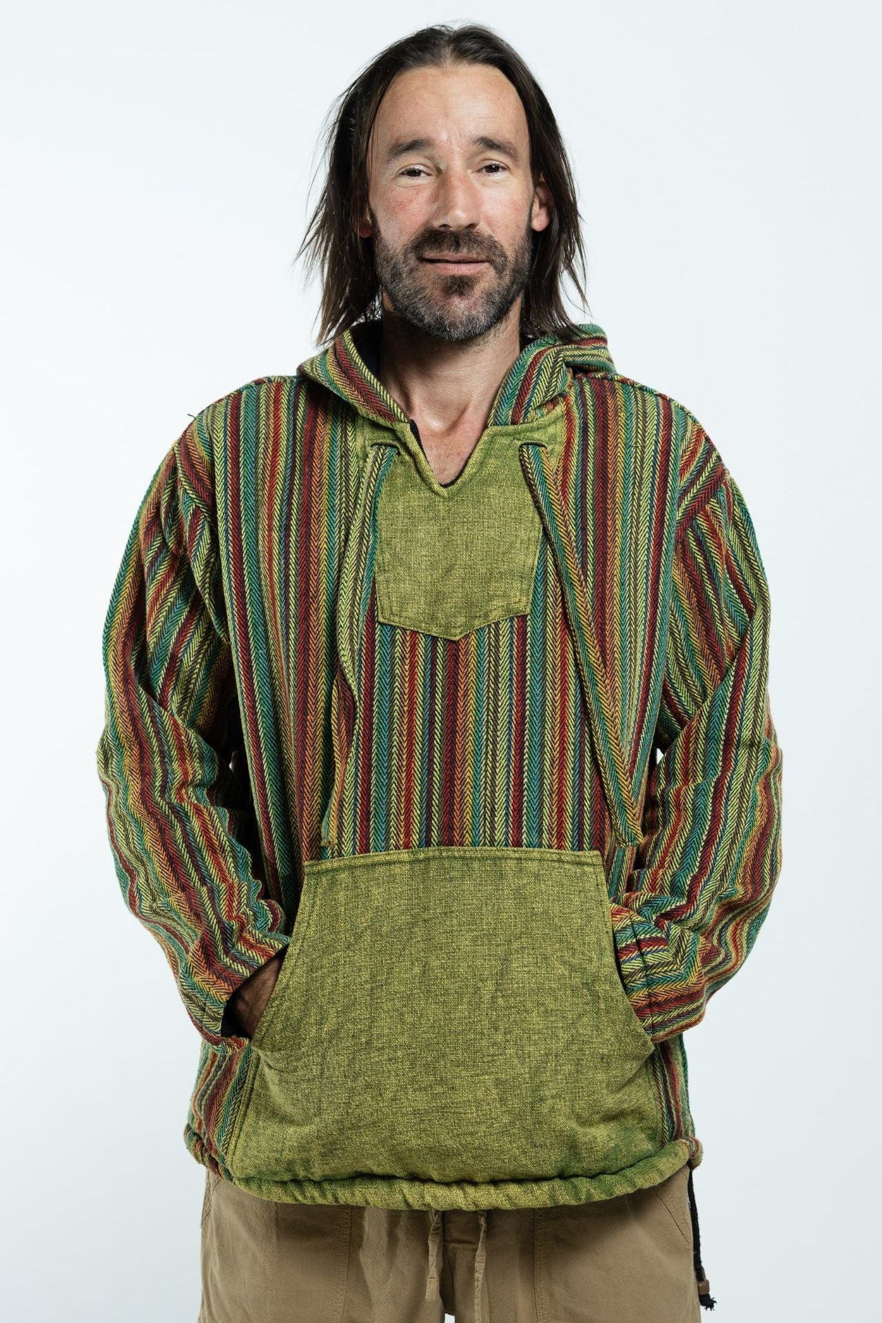 Surya Australia Ethical Cotton 'Wanderer' Hoodie for Men from Nepal - Green