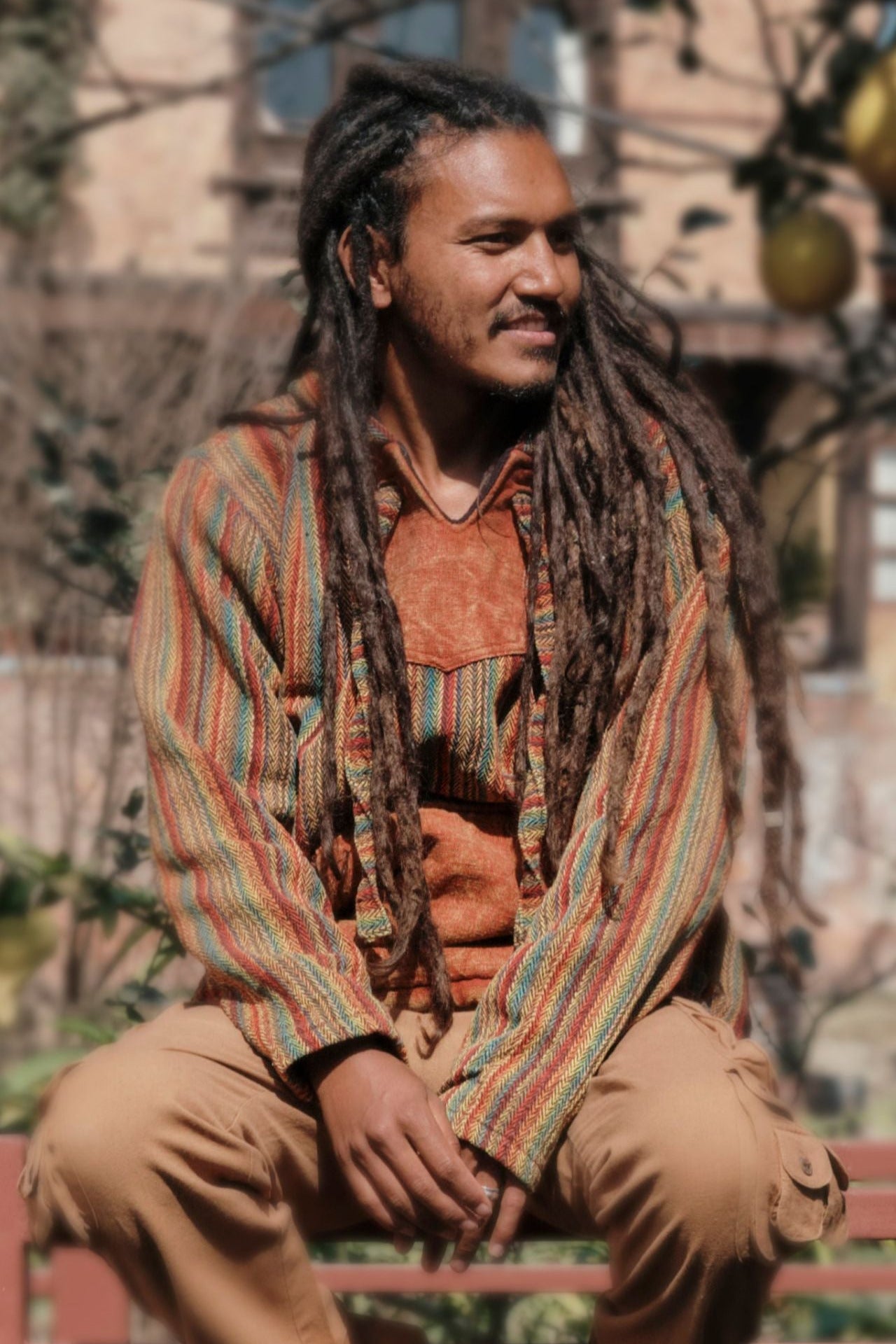 Surya Australia Ethical Cotton 'Wanderer' Hoodie for Men from Nepal - Rust