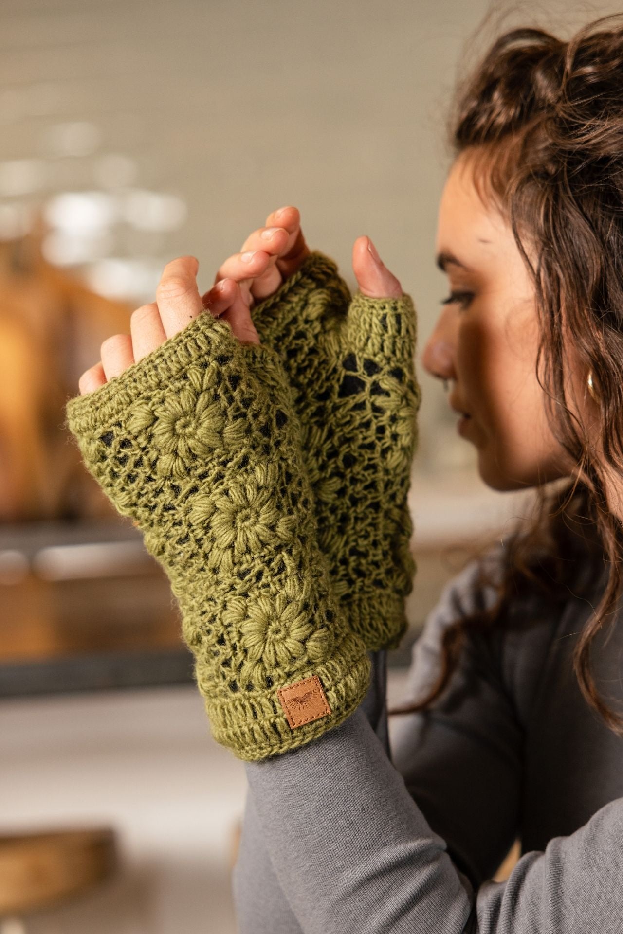 Surya Australia Woolen Hand warmers from Nepal - Olive