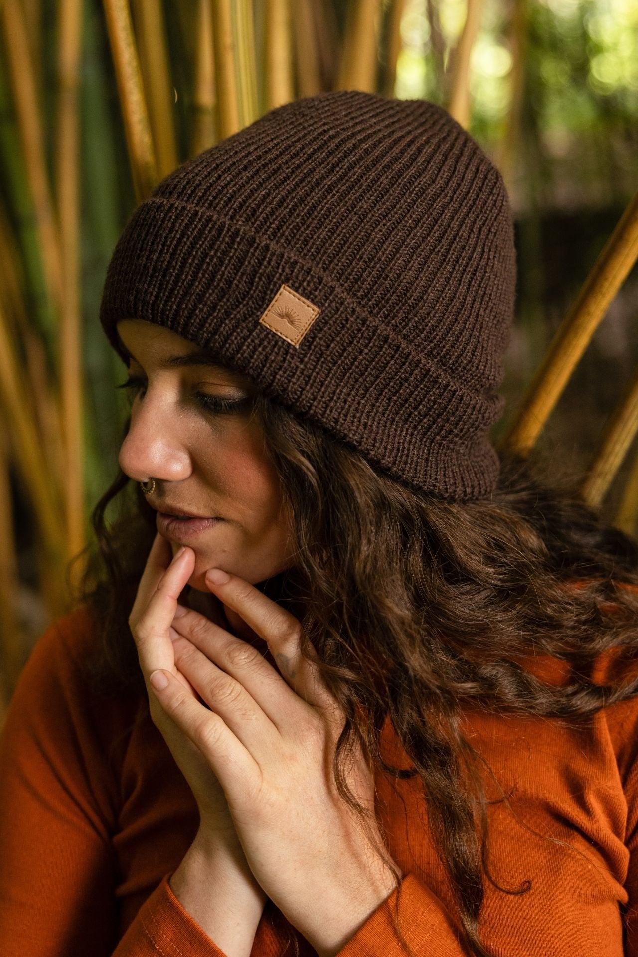 Surya Australia Merino Wool 'Woodstock' Beanie for women made in Nepal - Chocolate