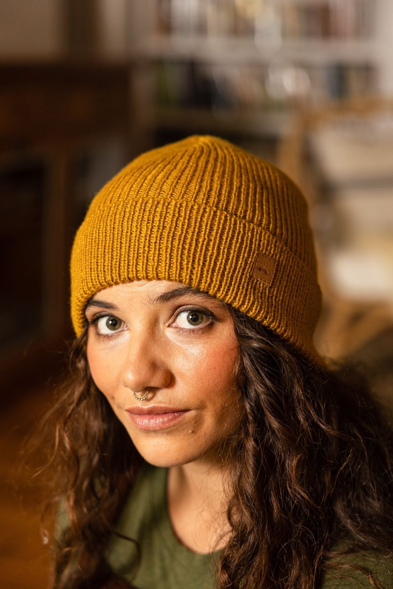 Surya Australia Merino Wool 'Woodstock' Beanie for women made in Nepal - Mustard