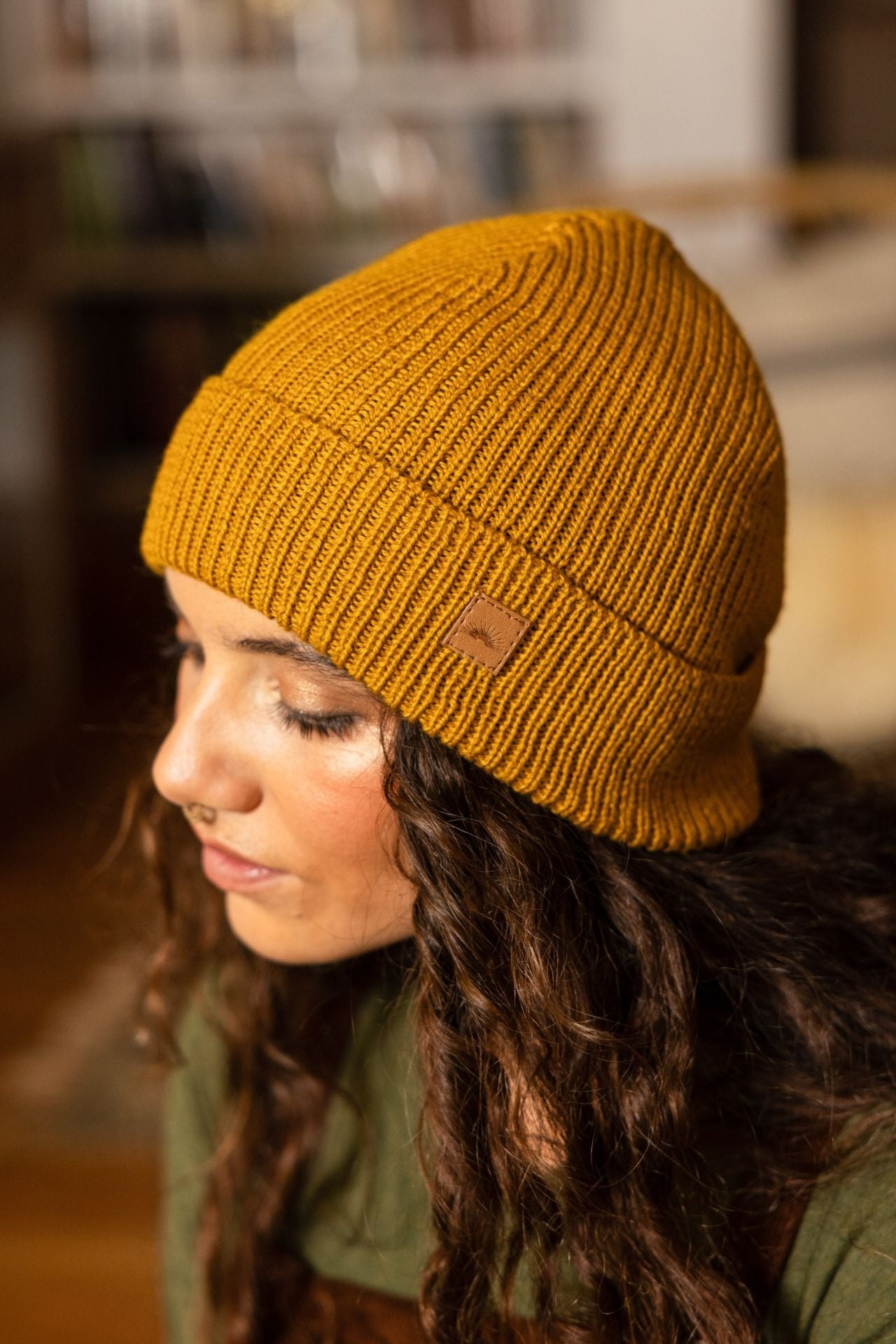 Surya Australia Merino Wool 'Woodstock' Beanie for women made in Nepal - Mustard