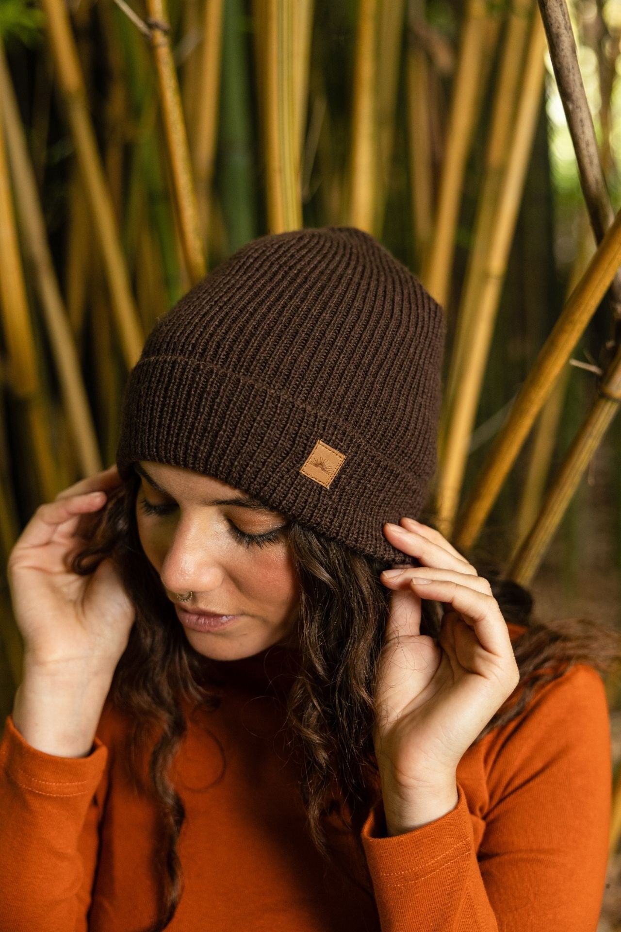 Surya Australia Merino Wool 'Woodstock' Beanie for women made in Nepal - Chocolate