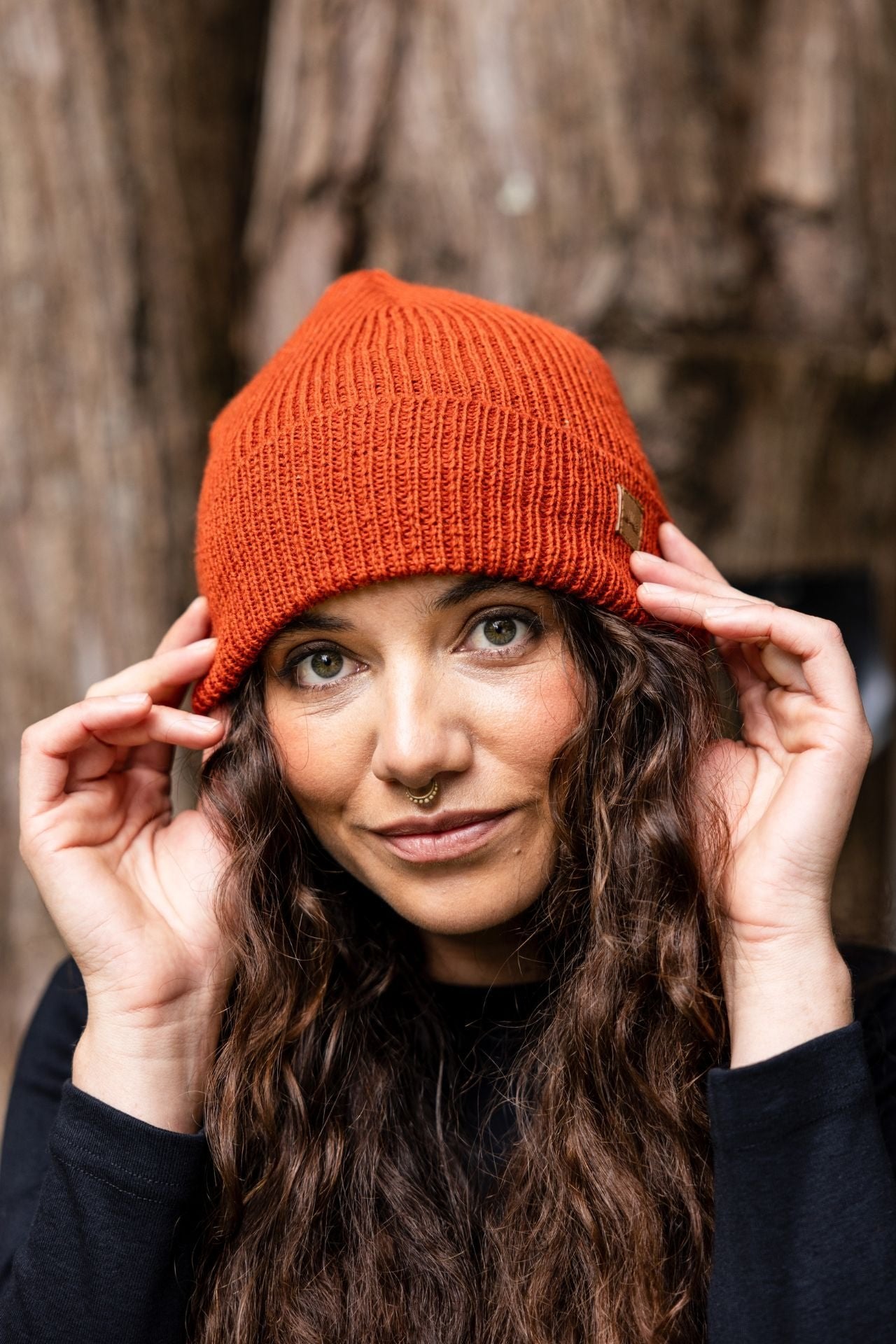 Surya Australia Merino Wool 'Woodstock' Beanie for women made in Nepal - Burnt Orange