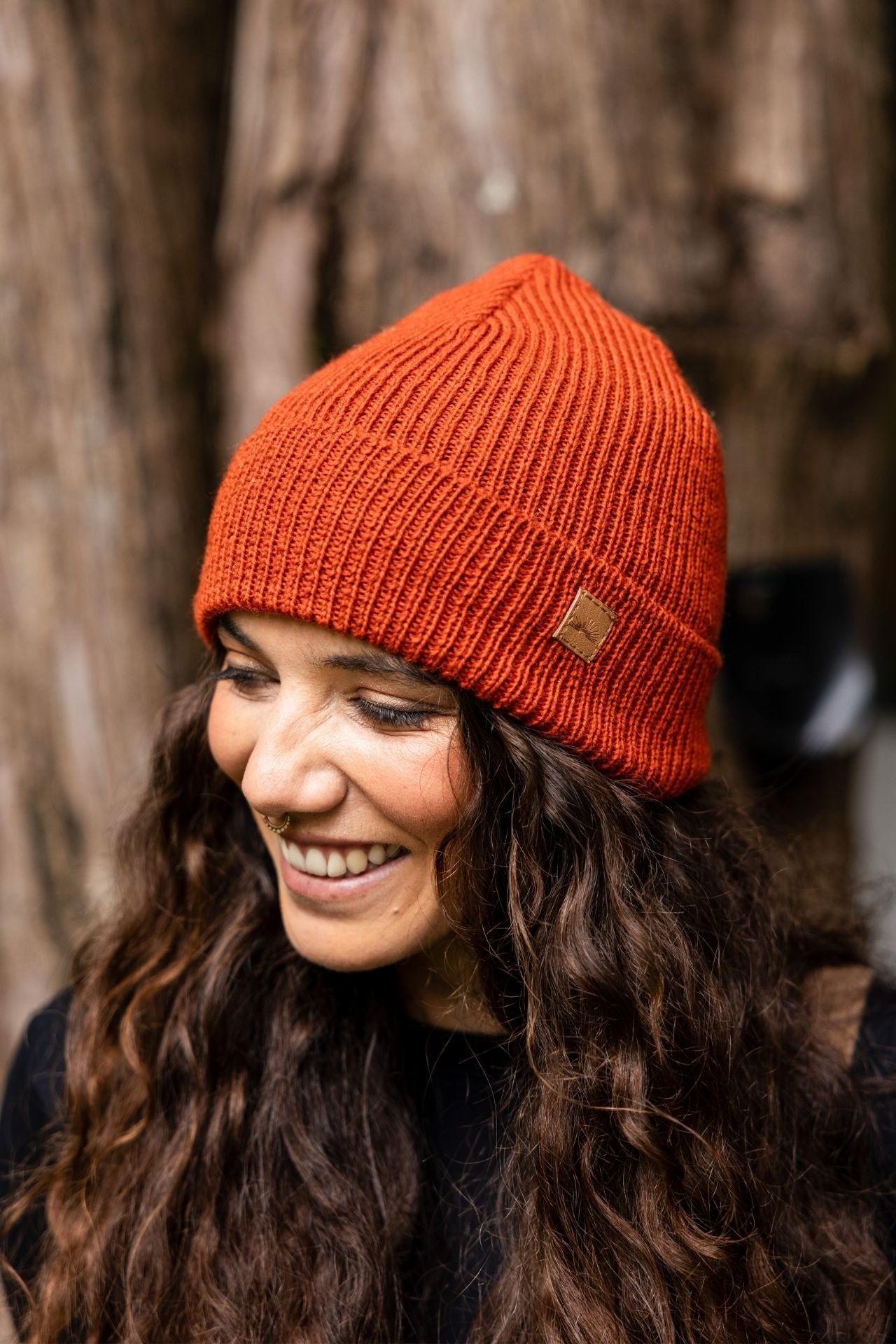 Surya Australia Merino Wool 'Woodstock' Beanie for women made in Nepal - Burnt Orange