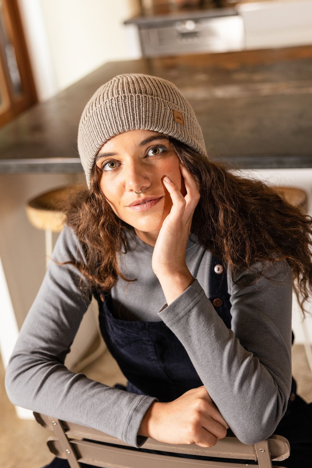 Surya Australia Merino Wool 'Woodstock' Beanie for women made in Nepal - Light Grey