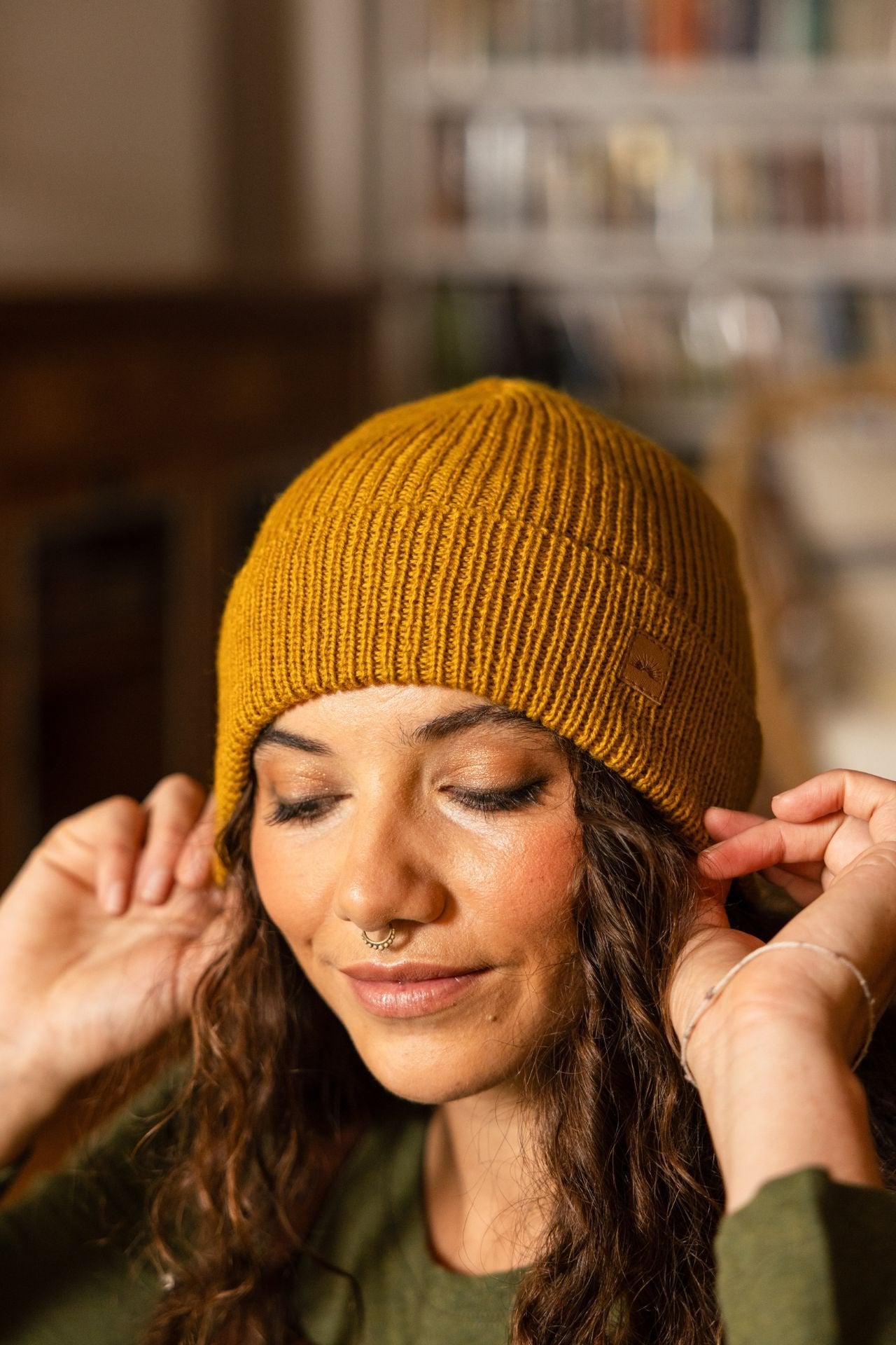 Surya Australia Merino Wool 'Woodstock' Beanie for women made in Nepal - Mustard