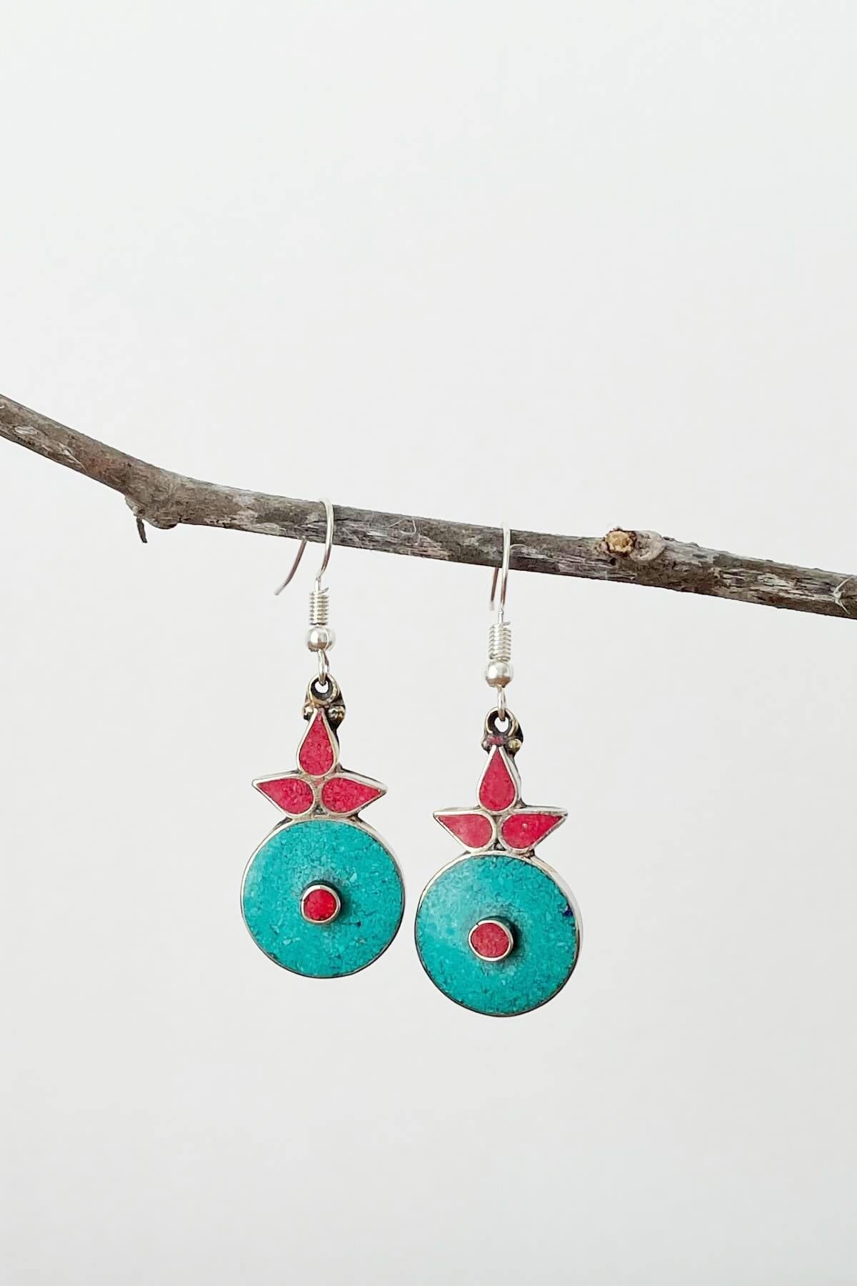 Surya Tibetan Earrings made in Nepal - Alka