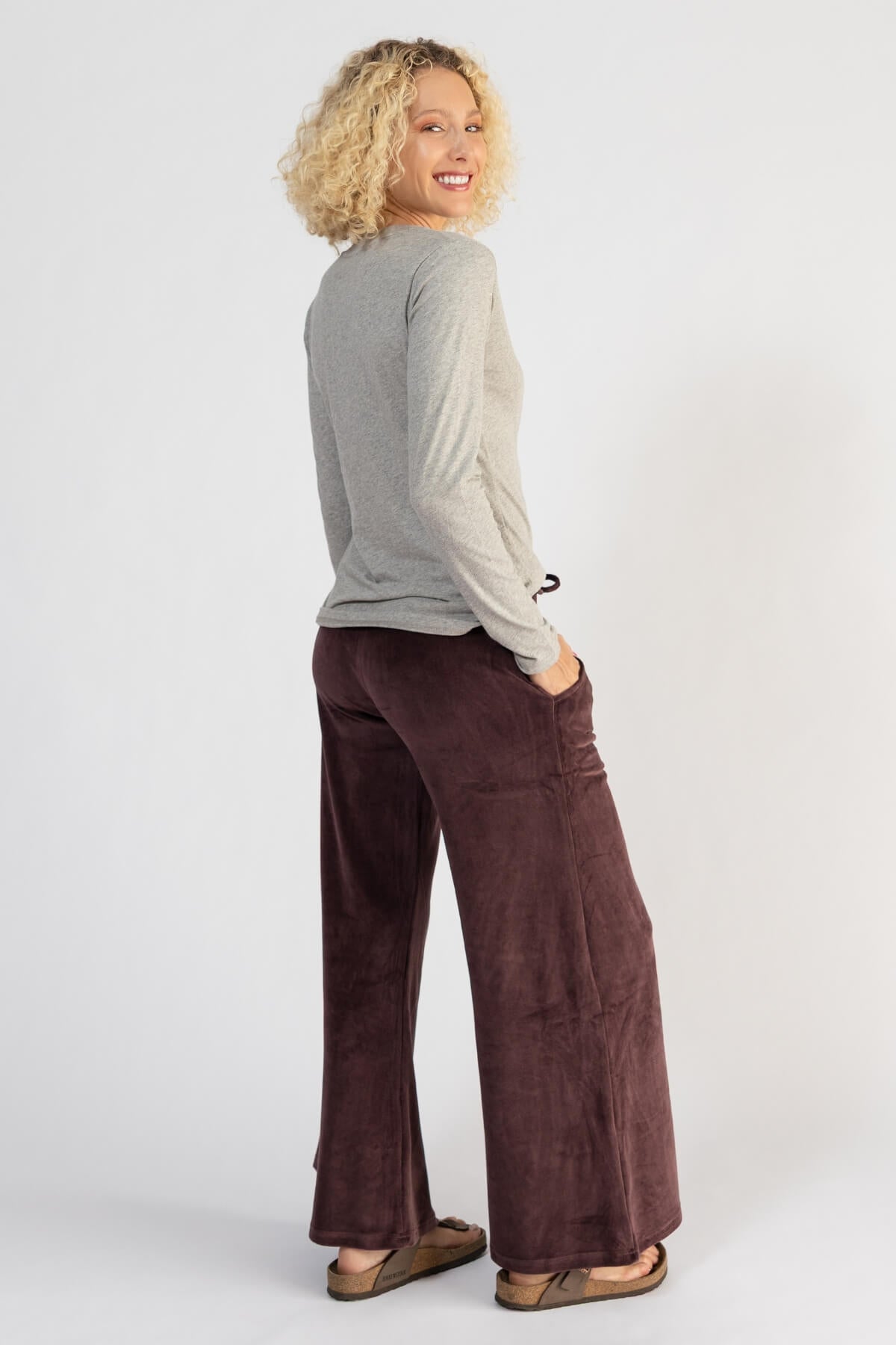 Organic Velvet Palazzo Pants - right side view