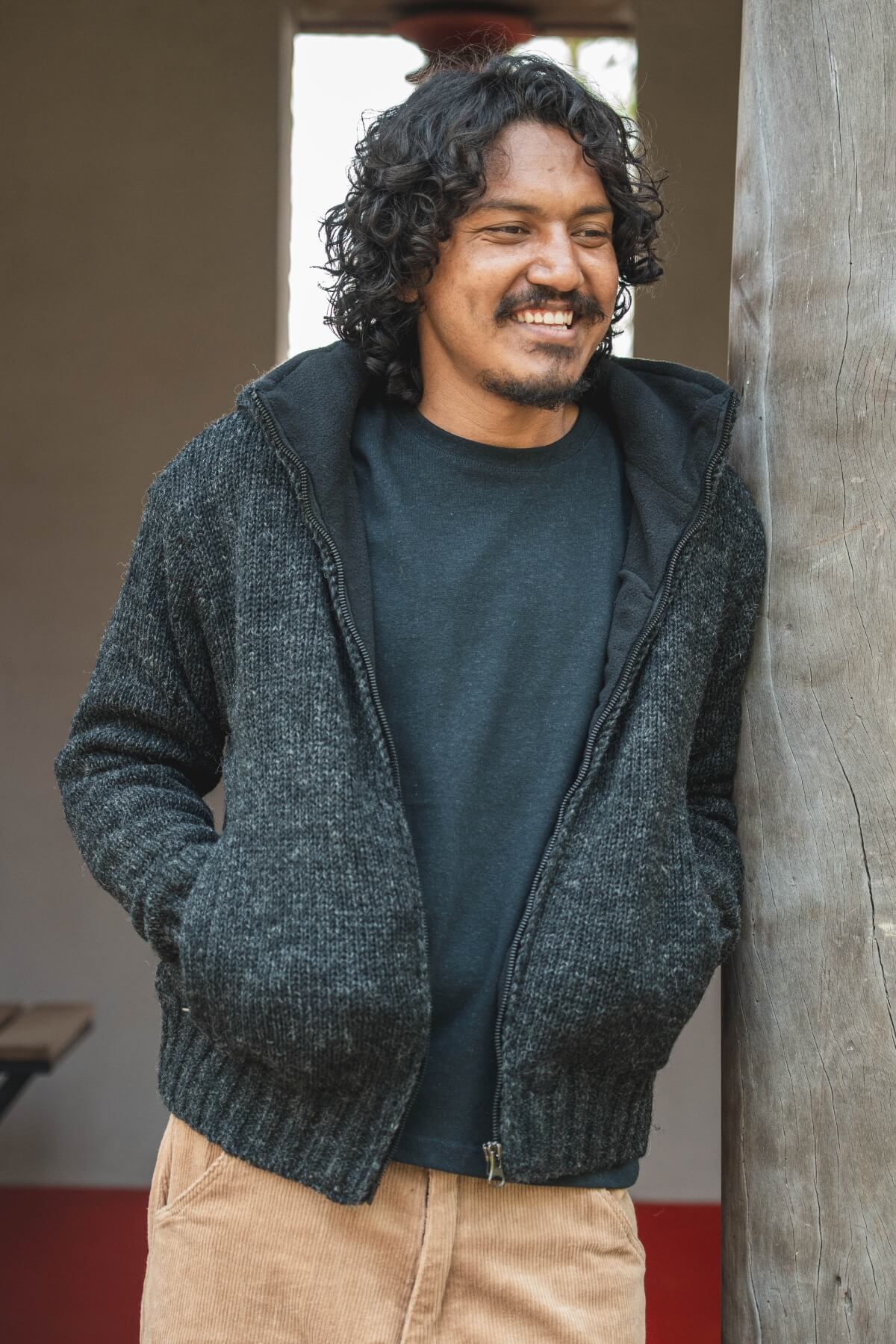 Surya Wool Jacket with Hood - Charcoal