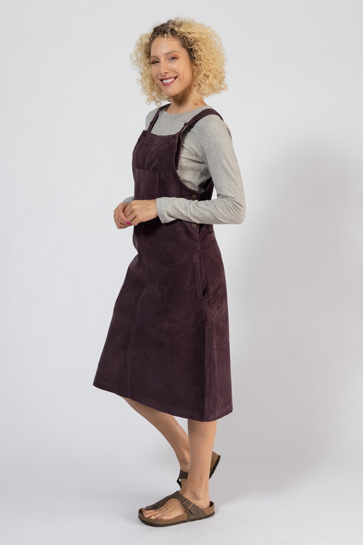 Surya Corduroy Pinafore Dress for Women - left side view