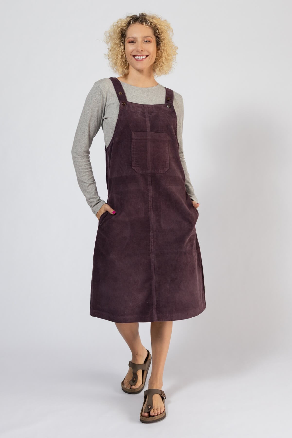 Surya Corduroy Pinafore Dress for Women - Wine