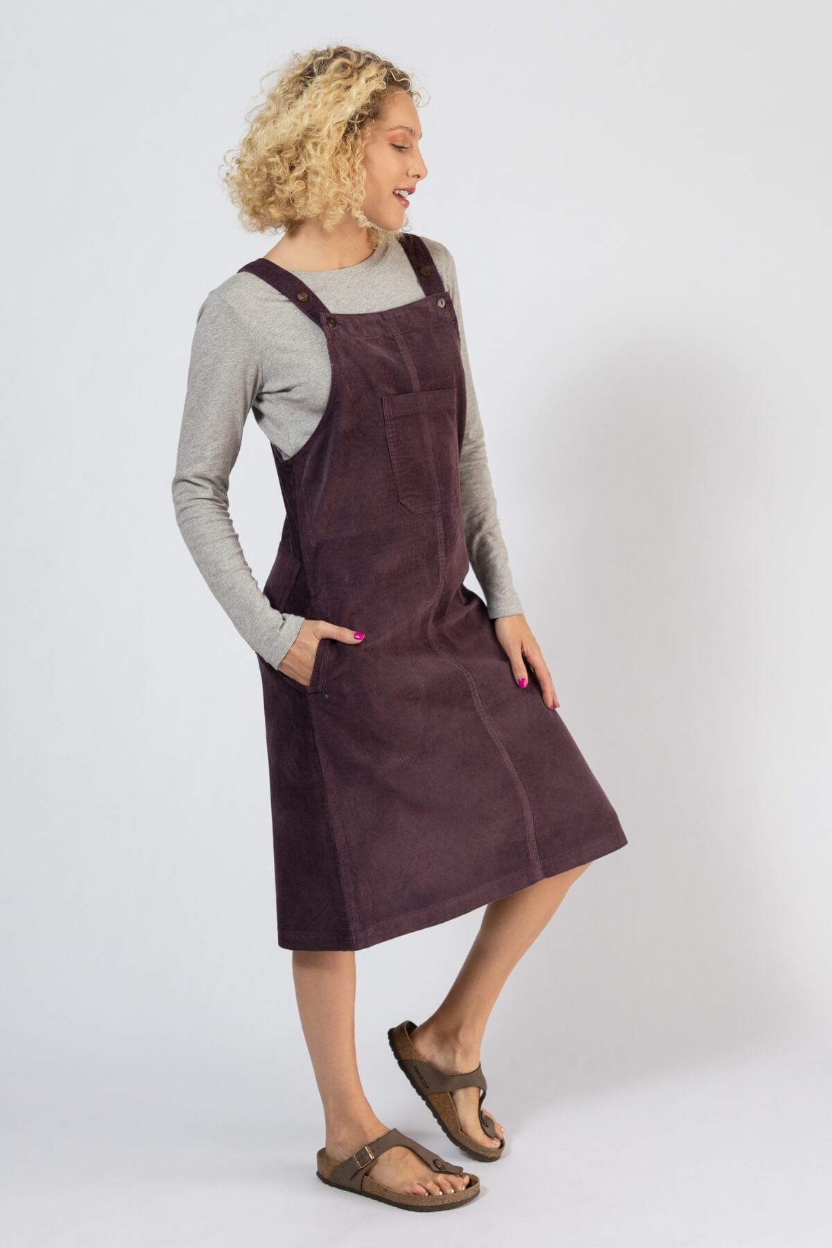 Surya Corduroy Pinafore Dress for Women - right side view