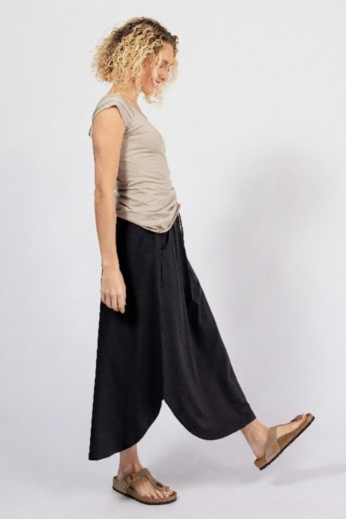 Organic cotton fold over waist skirt - right side view