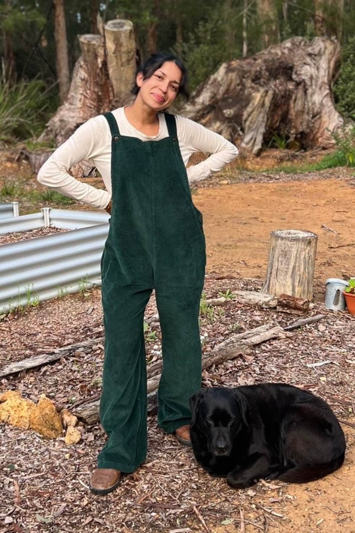 Surya Ethical Cotton Corduroy Overalls - on location in Denmark, WA