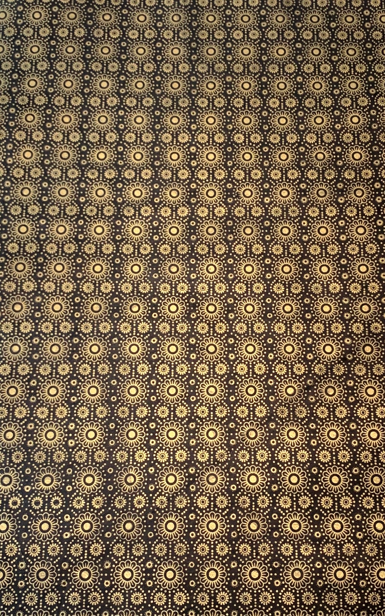 Surya Australia Fairtrade treeless Lokta Paper Sheets from Nepal - Black wth gold flower printing