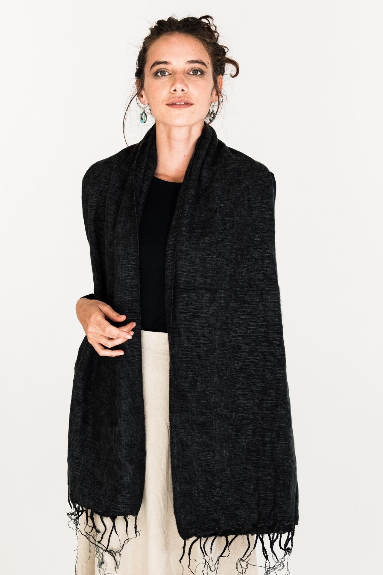 Surya Australia Ethical Himalayan Throw Rug from Nepal - Charcoal #colour_charcoal