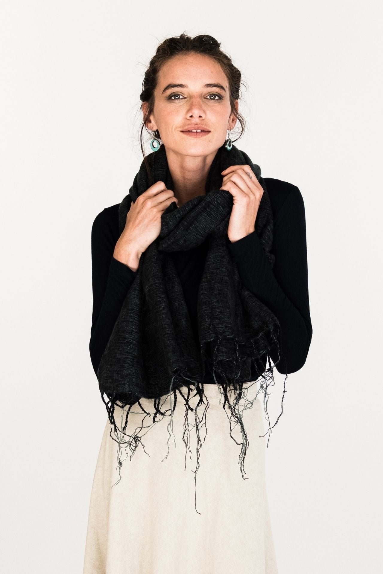 Surya Australia Ethical Himalayan Throw Rug from Nepal - Charcoal #colour_charcoal