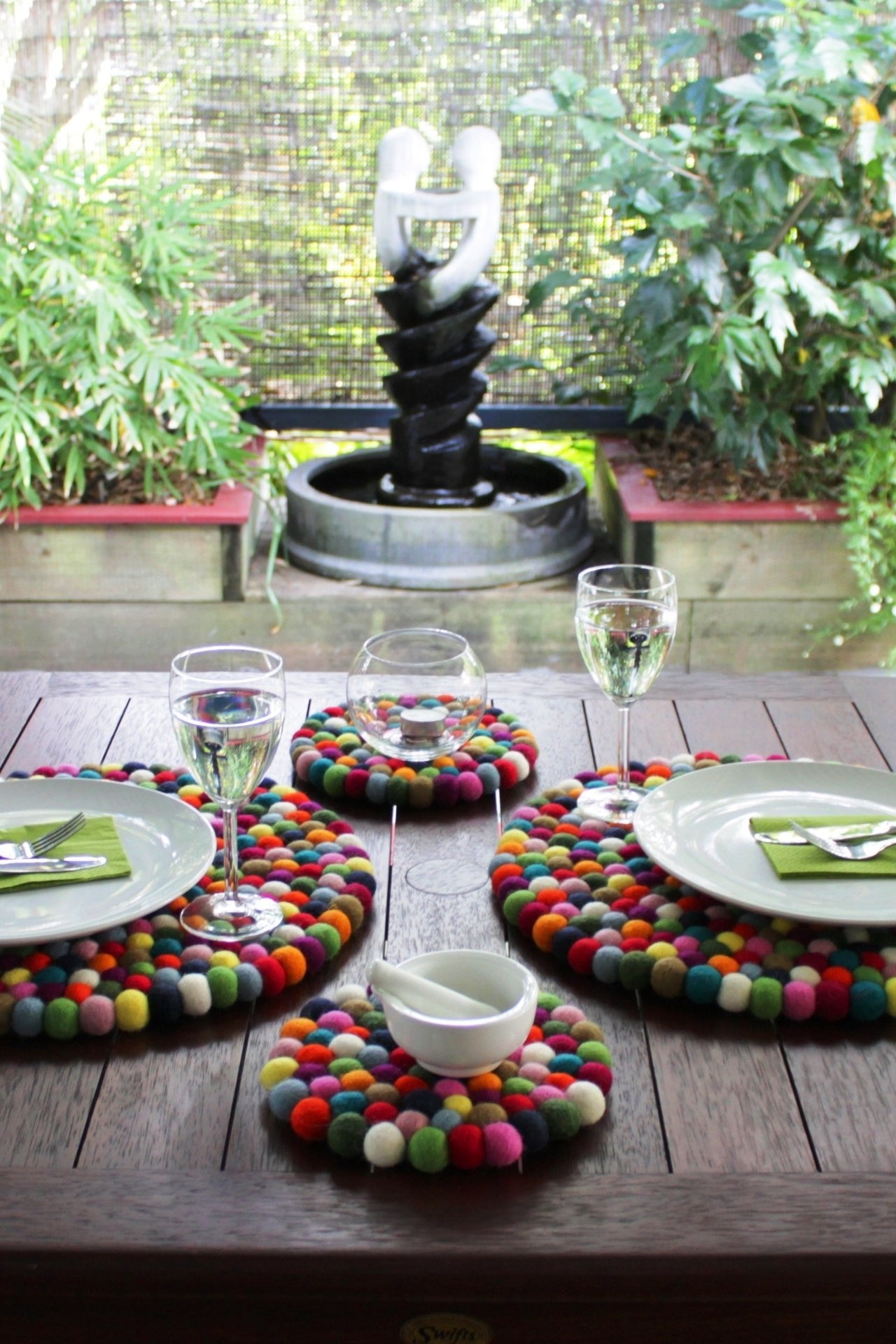 Pure Wool Felt Ball Coasters from Nepal - Round | Surya Australia