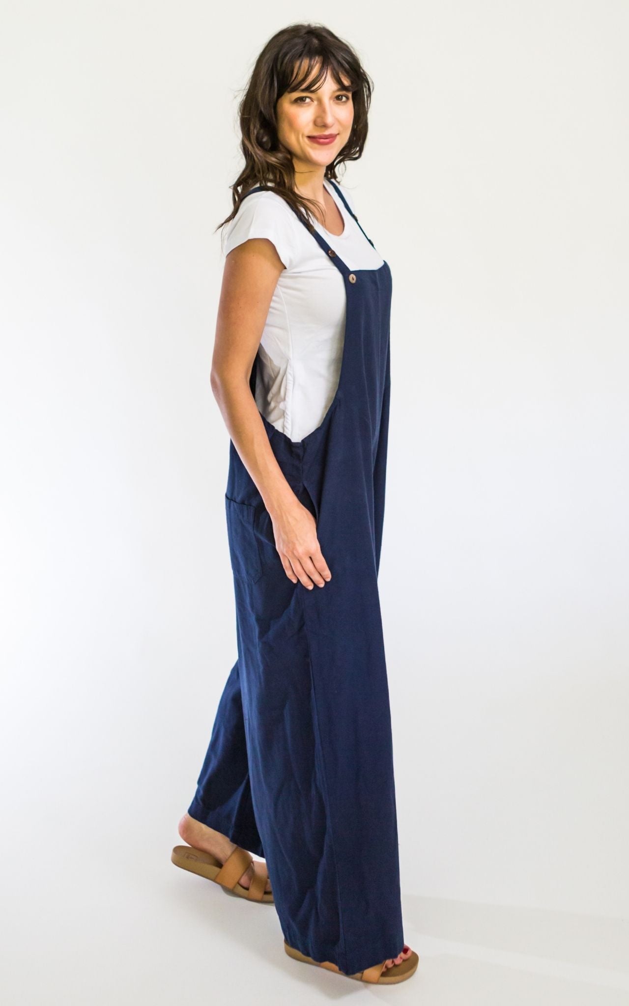 Surya Australia Ethical Cotton 'Juanita' Overalls Dungarees made in Nepal - Dark Blue
