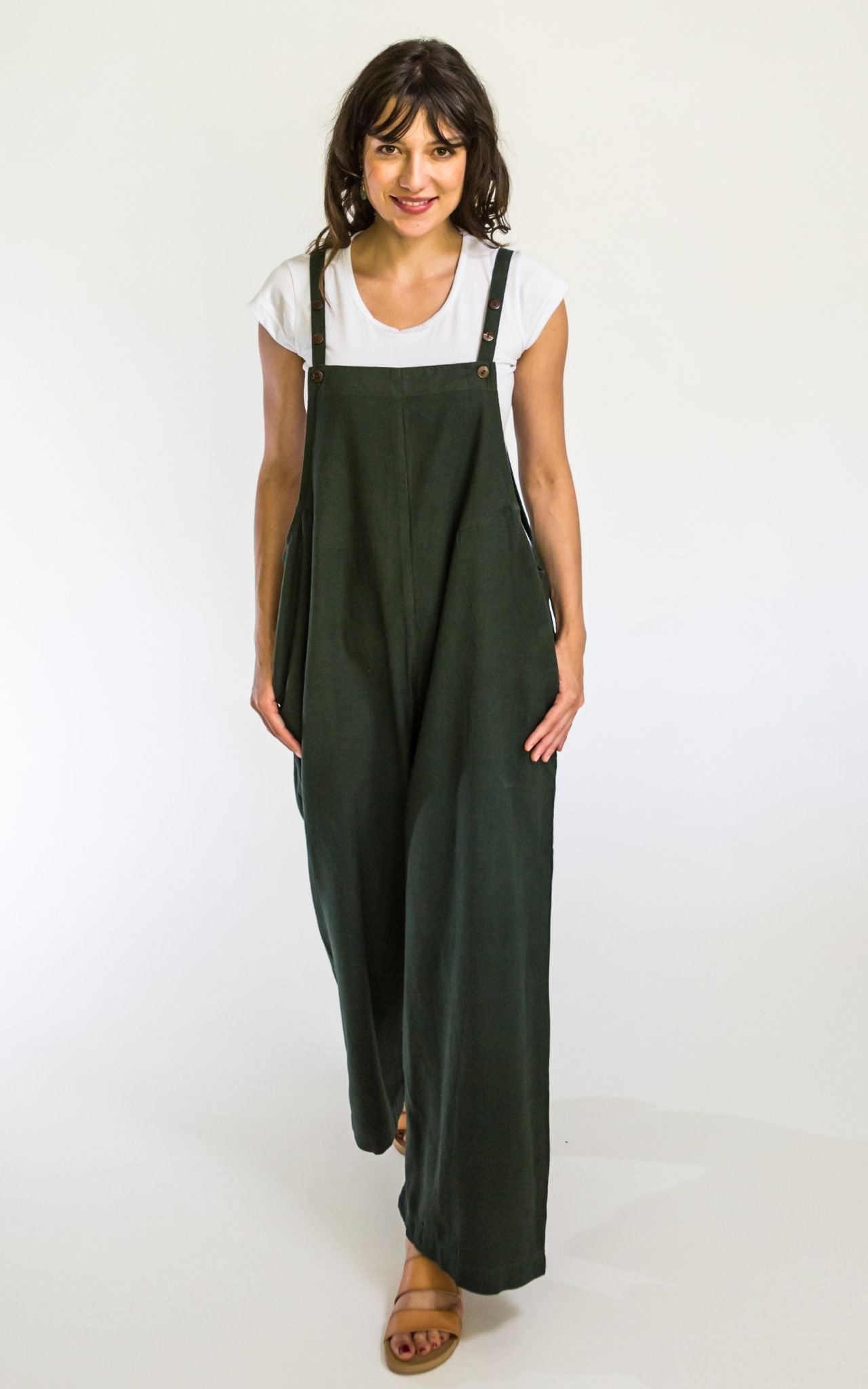 Surya Australia Ethical Cotton 'Juanita' Overalls Dungarees made in Nepal - Green
