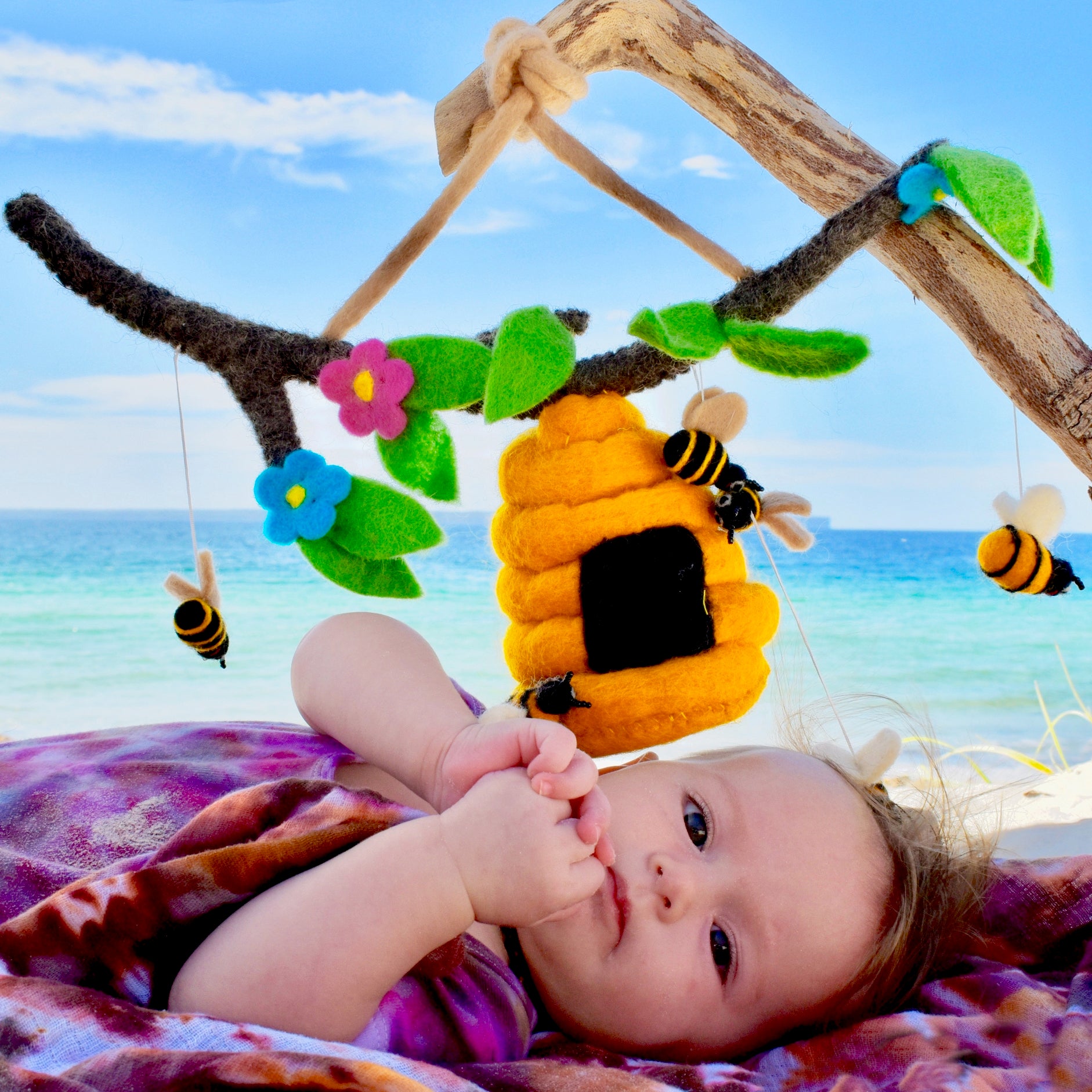 Felt Bee Hive from Nepal - Surya Australia Ethical Trade with Nepal