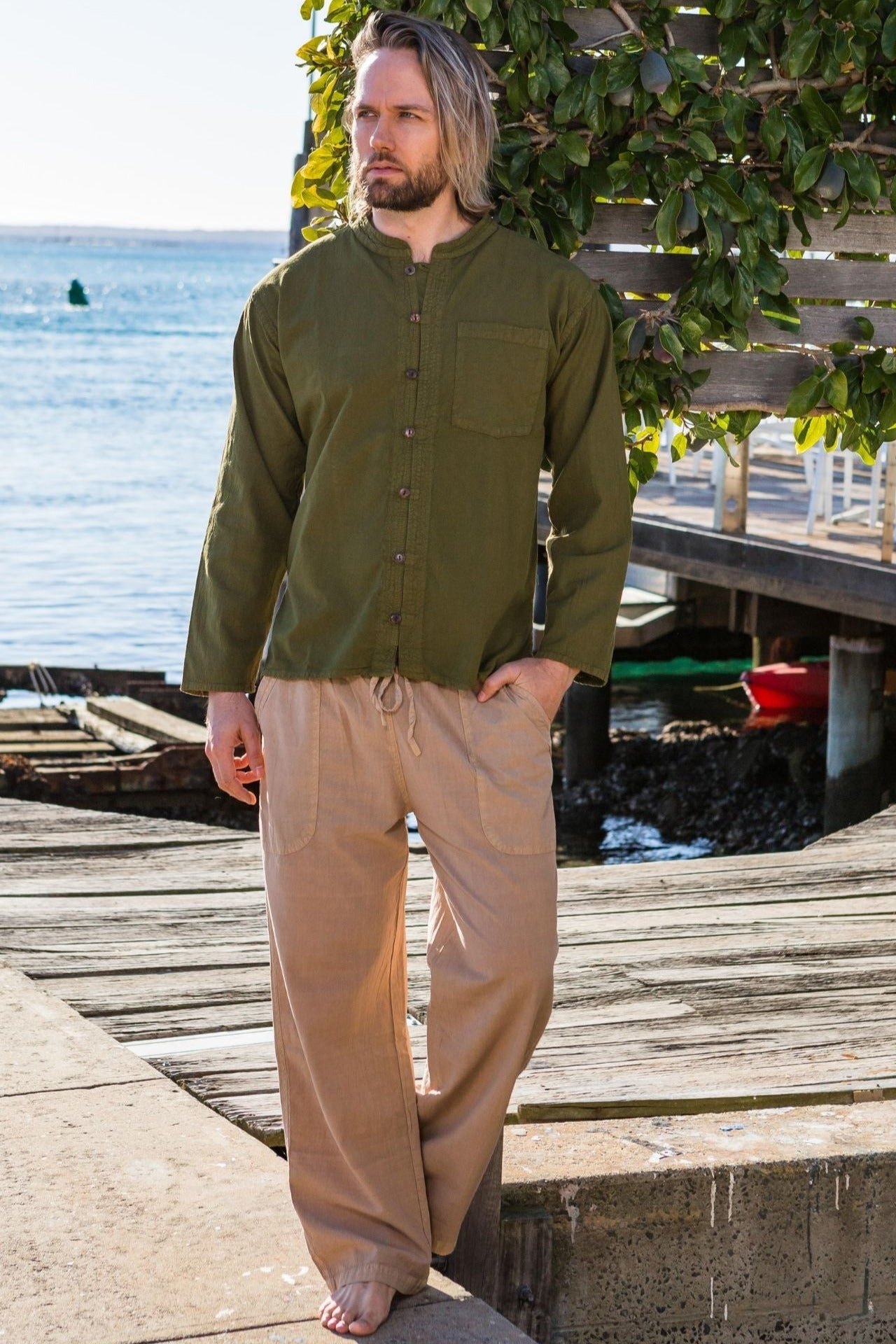 Surya Cotton Everyday Pants for men made in Nepal - Sand