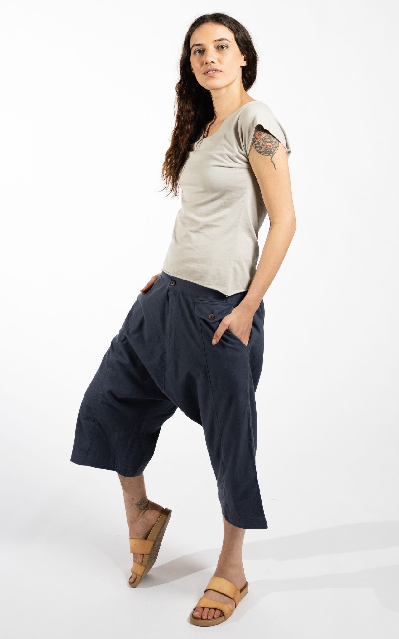 Surya Australia Cotton Low Rise Pants made in Nepal - Grey