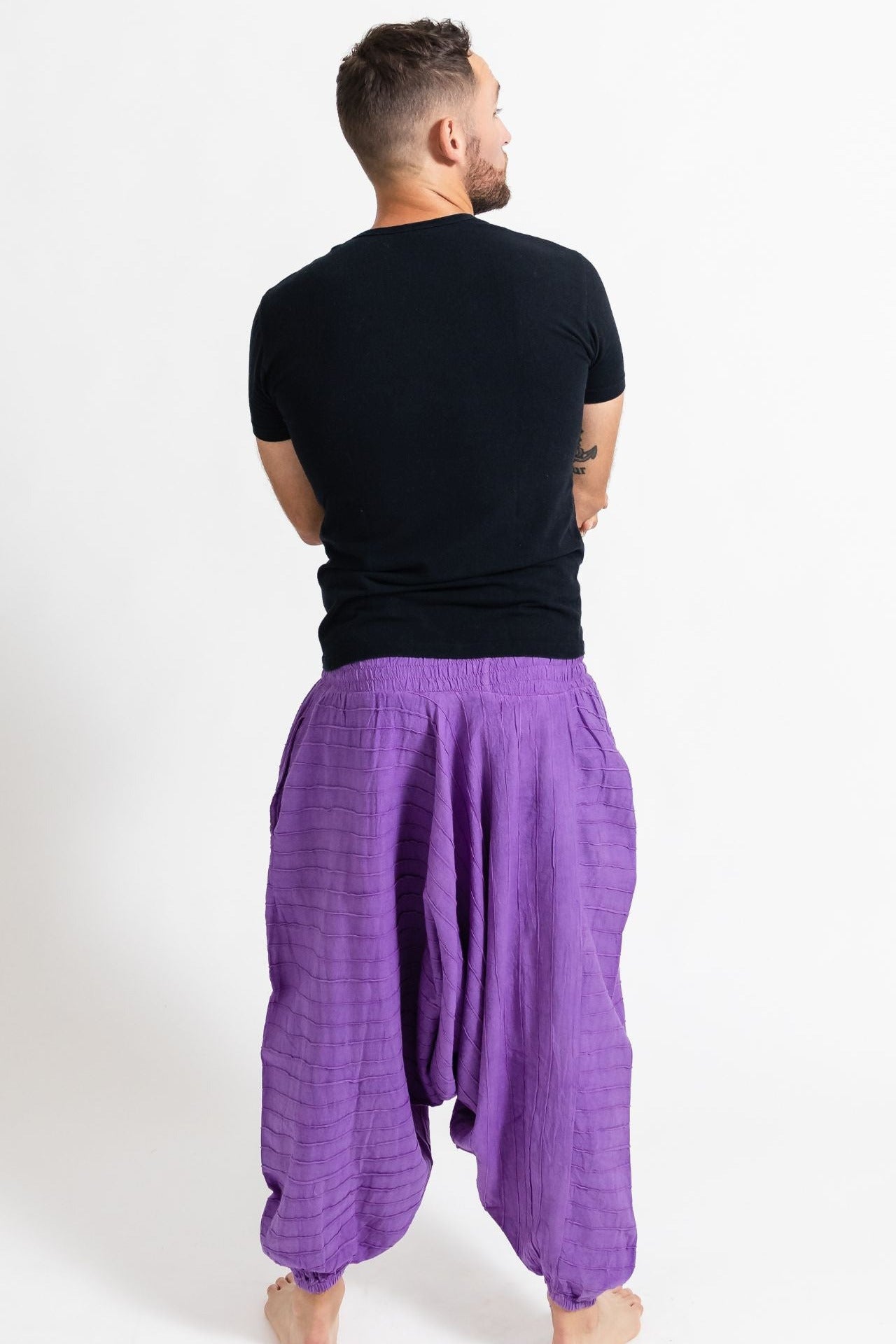 Surya Australia Earthy Cotton Aladdin Pants for men from Nepal - Purple