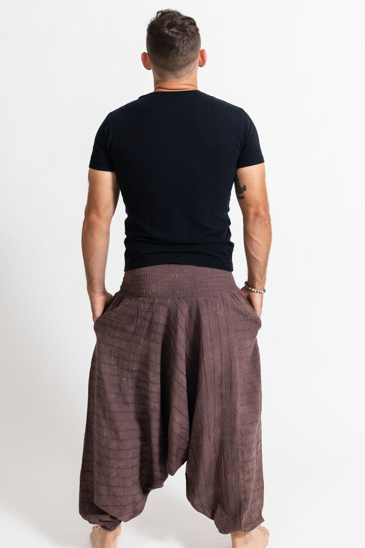 Surya Australia Earthy Cotton Aladdin Pants for men from Nepal - Brown